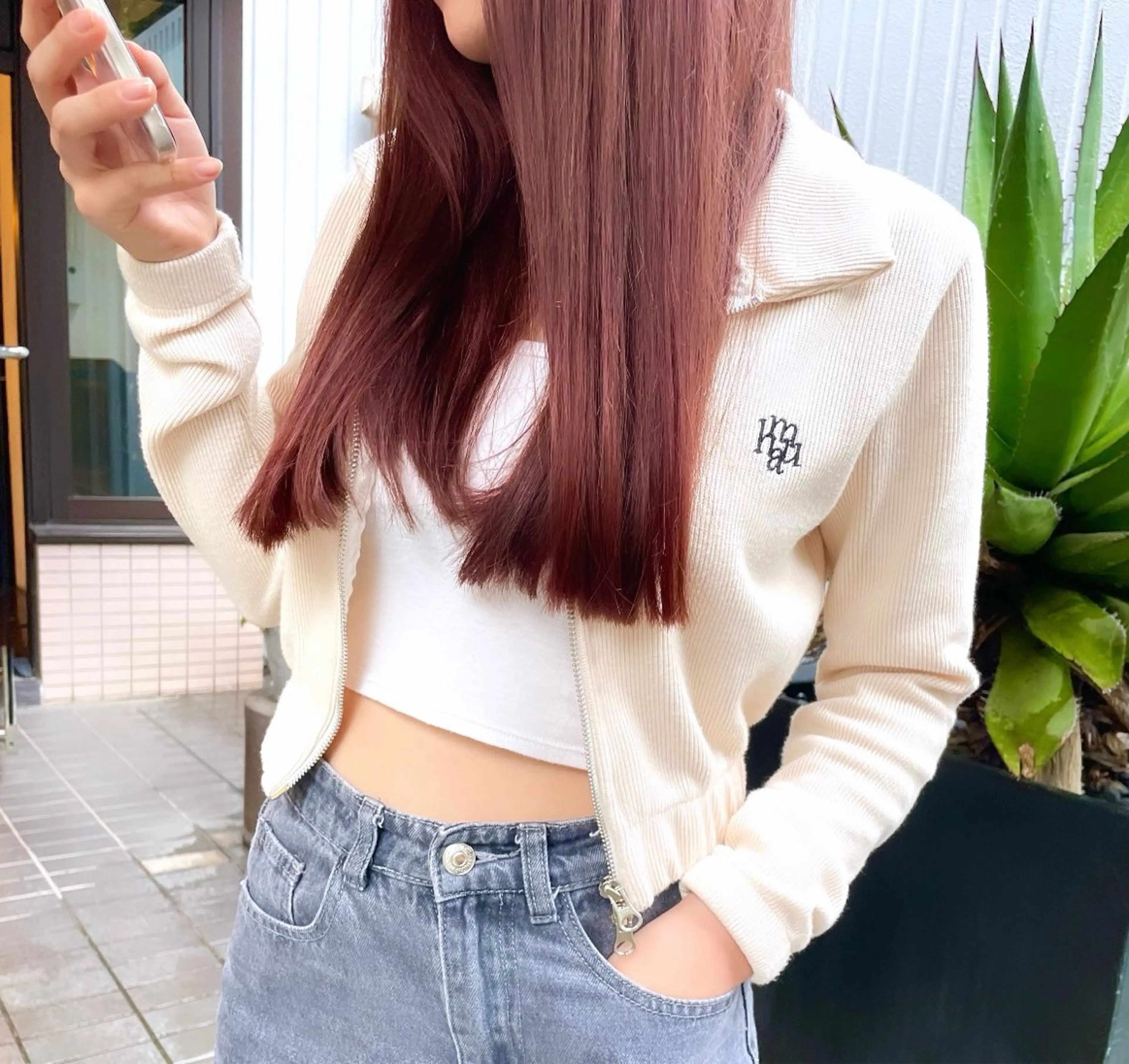 ロング カラー ボルドーカラー ブラウンカラー レッドカラー レッドブラウン トリートメント 韓国ナチュラル・ ベージュ/落合夏希のヘアスタイル