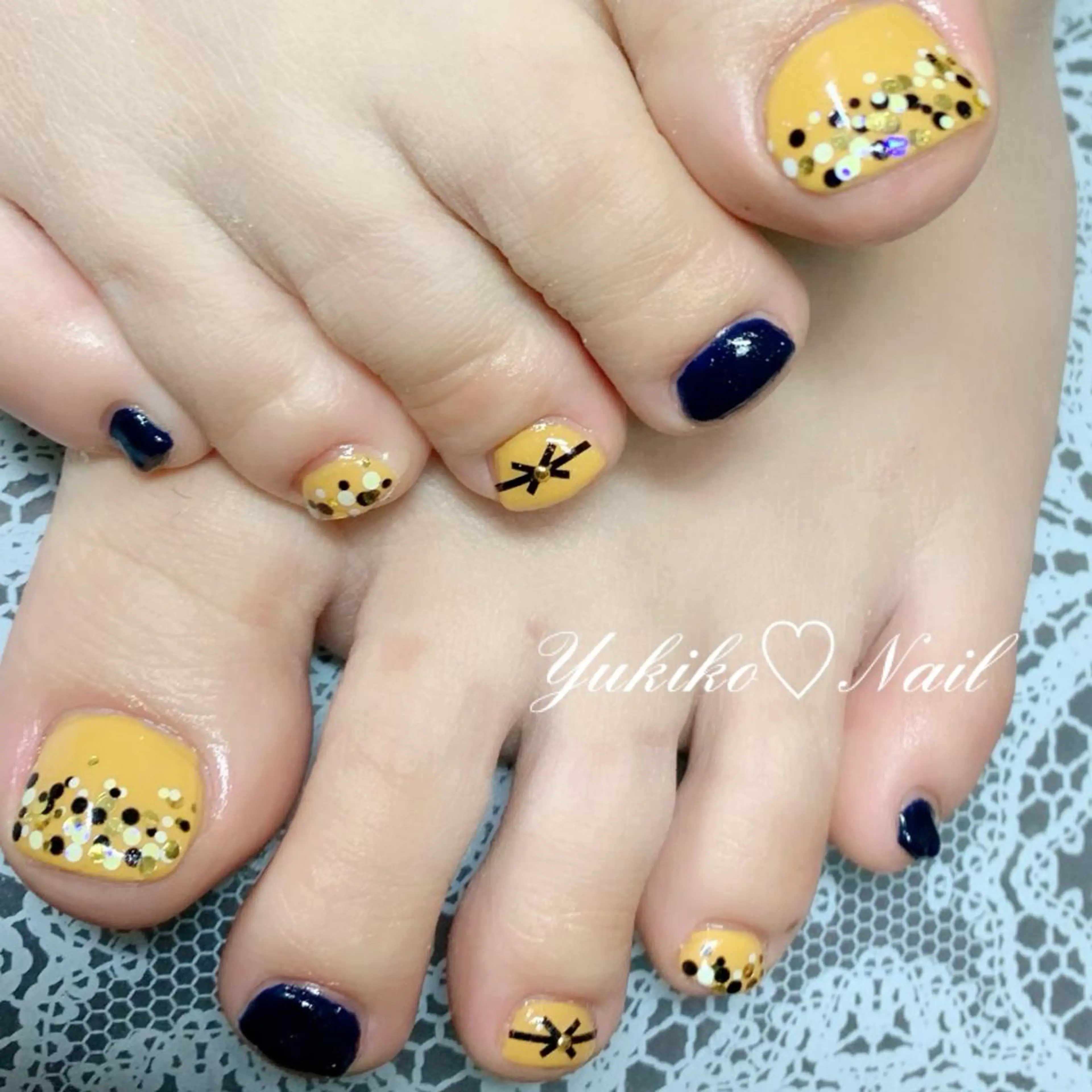 ネイル フットネイル グラデーション ホログラムネイル ユキコ ネイルのネイルデザイン