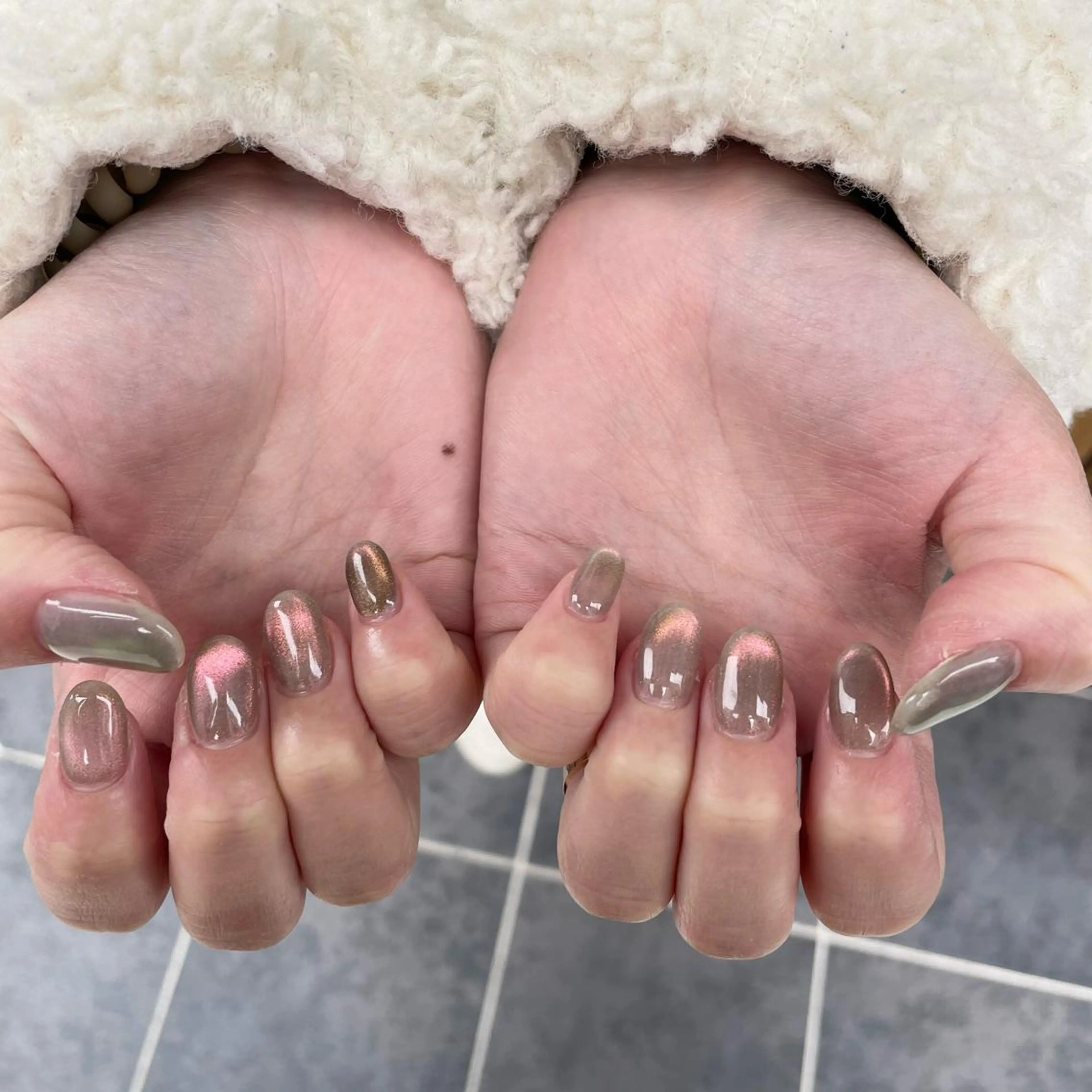 ネイル マグネットネイル ピンク ハンドネイル Sea  nail by emaのネイルデザイン