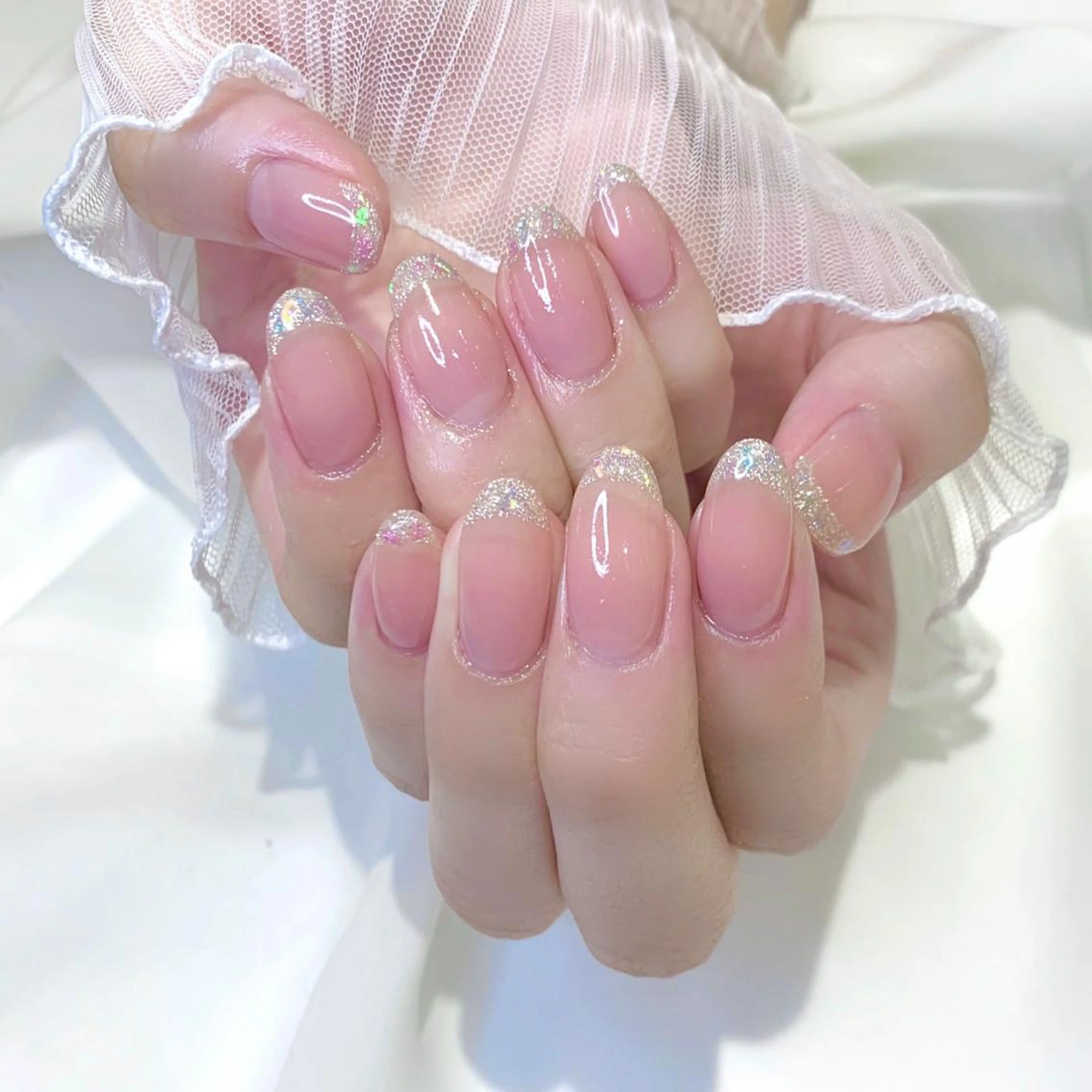 ネイル フレンチネイル ガラスフレンチ Kanon 🤍のネイルデザイン