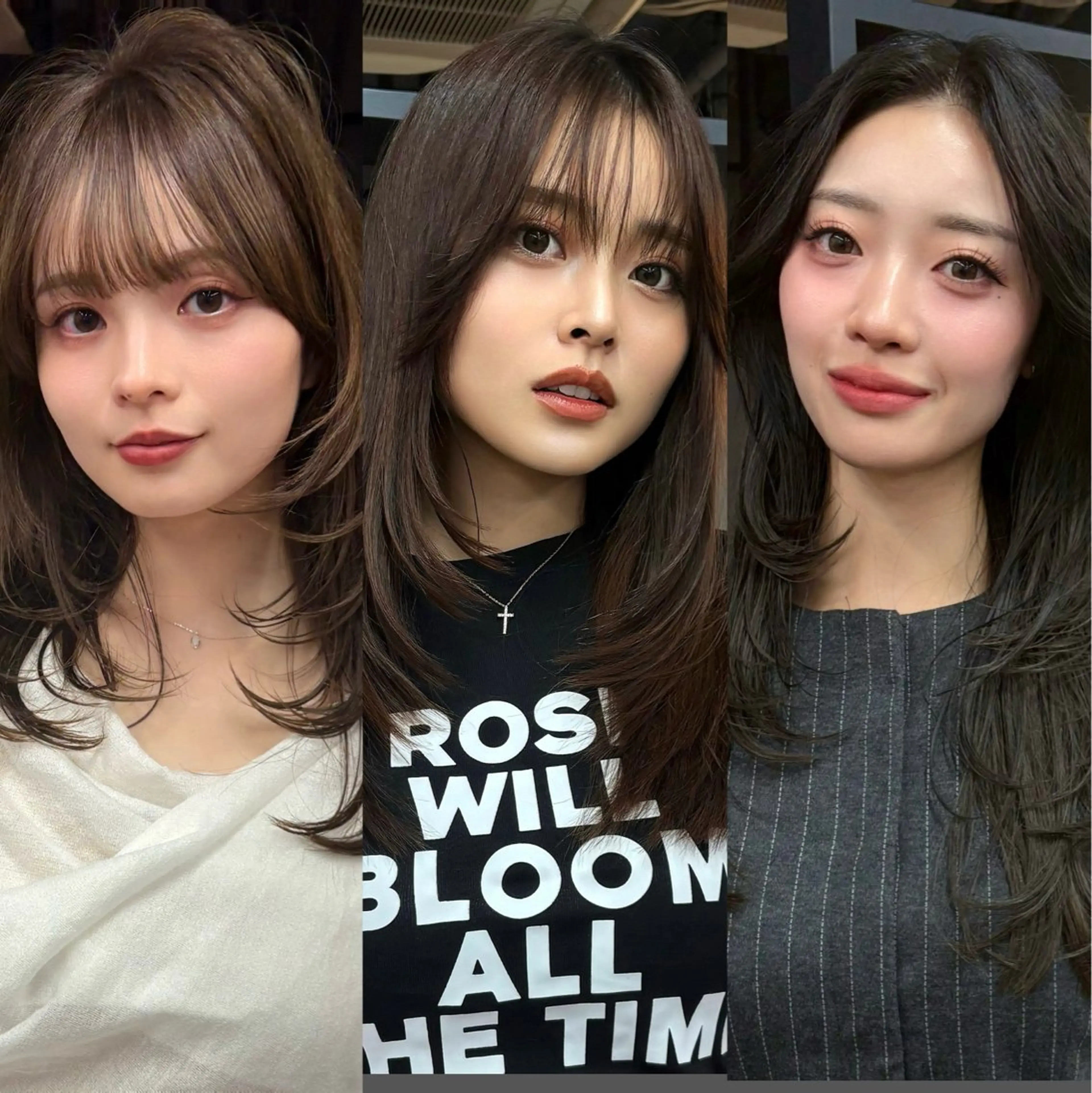 ロング カラー ヘアカラー 神戸レイヤーカット 顔周り／骨格診断のヘアスタイル