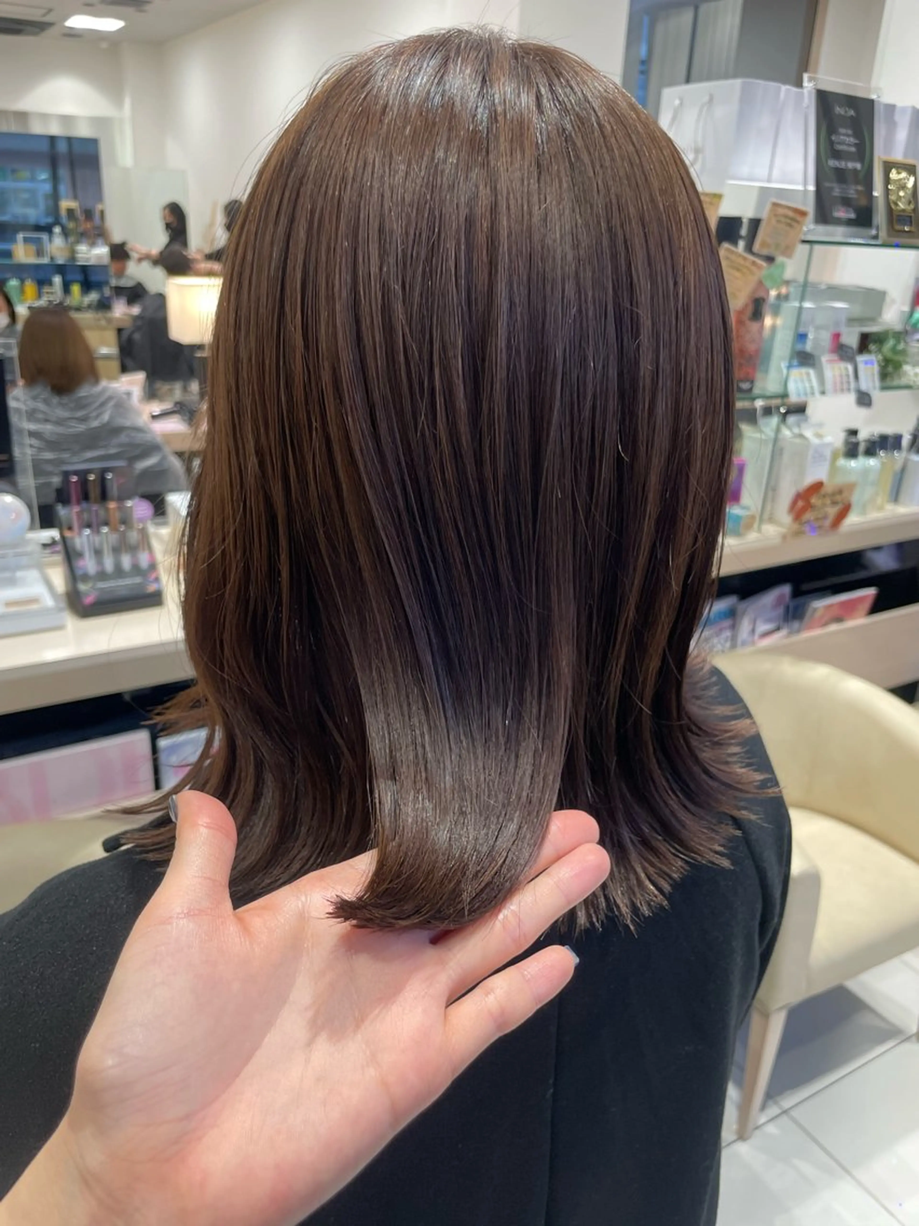 ミディアム カラー アッシュ アッシュブラウン ブラウンカラー カット ヘアカラー クロスパーマ/うる艶 カラー/Kurumiのヘアスタイル