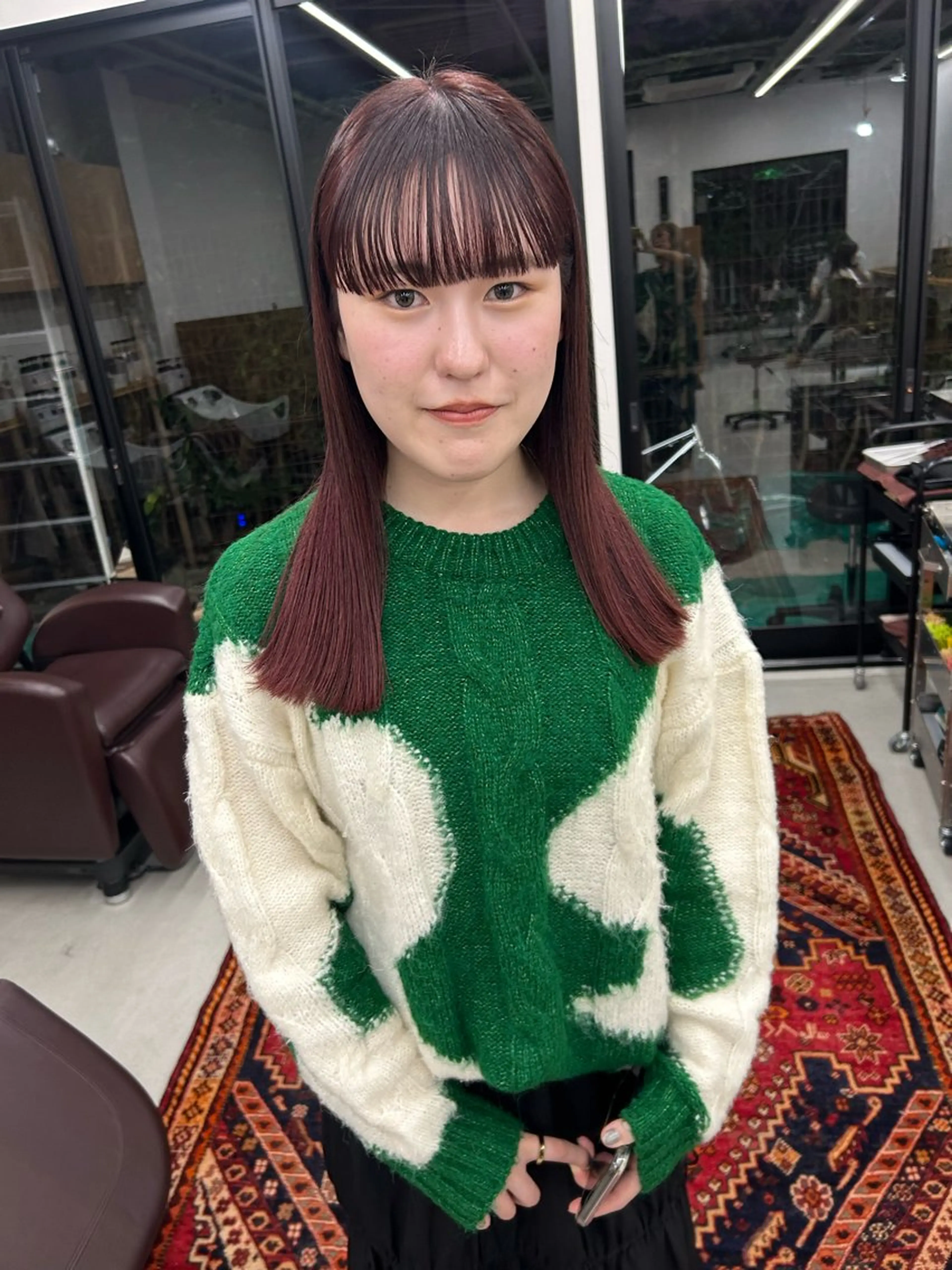 セミロング カラー パーマ ヘアアレンジ 髪と音処　マトぺ所属・デザインカラー/ボブ ブリーチカラー/ユリのヘアスタイル