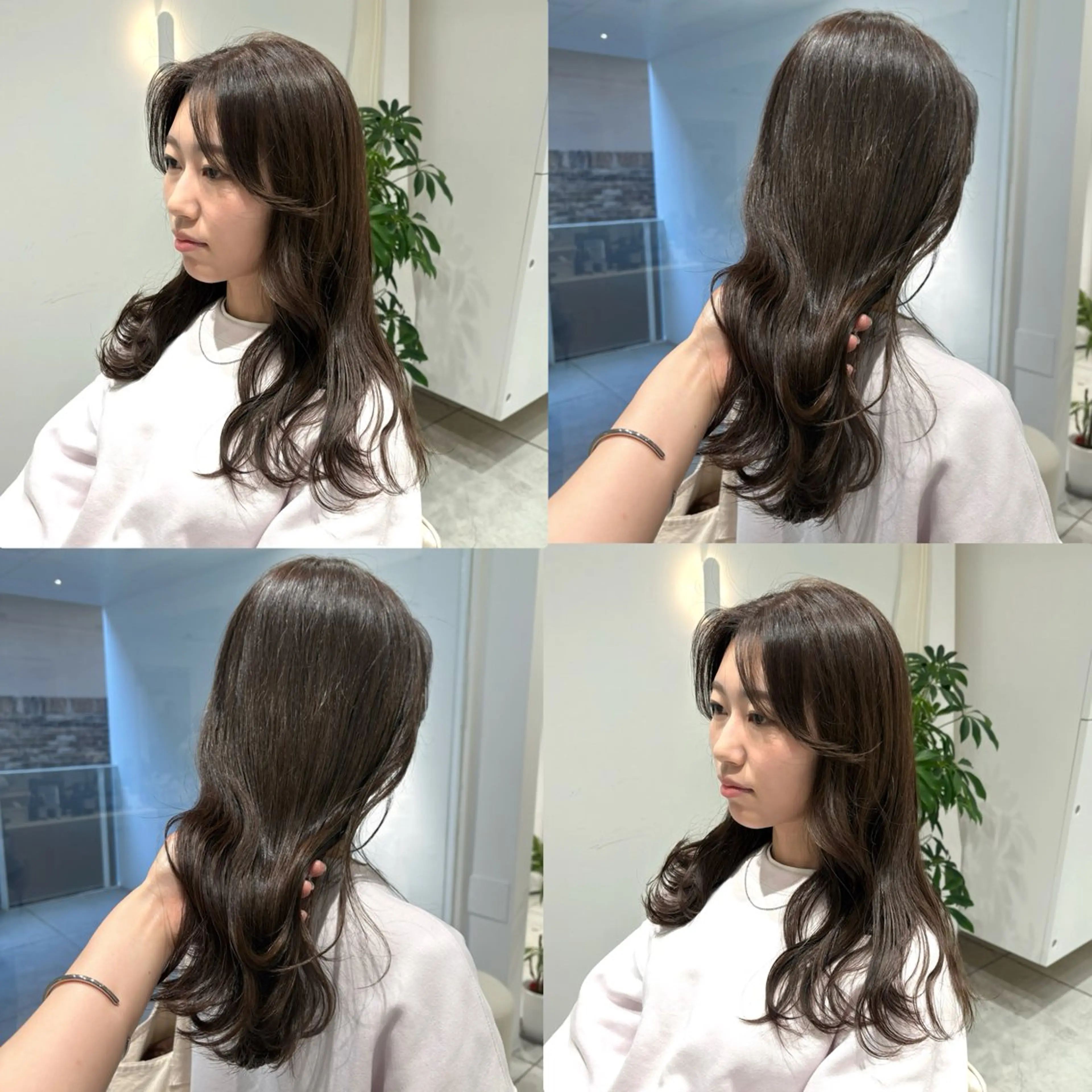 セミロング カラー アッシュ アッシュブラウン アッシュグレー アッシュグレージュ ブラウンカラー トリートメント ヘッドスパ ヘアセット カジュアルを女っぽく 𝗮𝘆𝗮𝗰𝗼のヘアスタイル