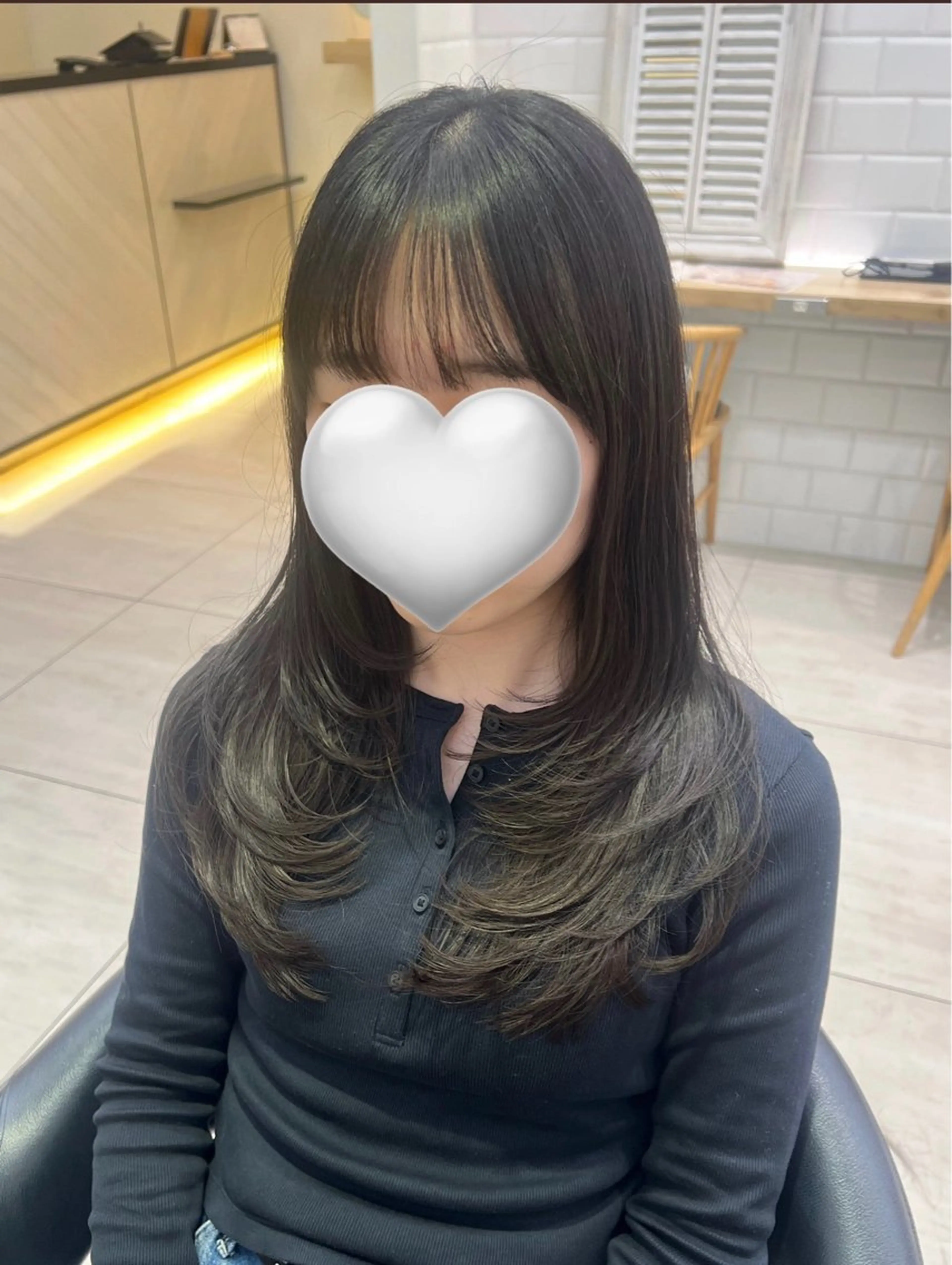 ロング カット ヘアカラー 💚韓国風レイヤー 🇰🇷💚 ちえのヘアスタイル