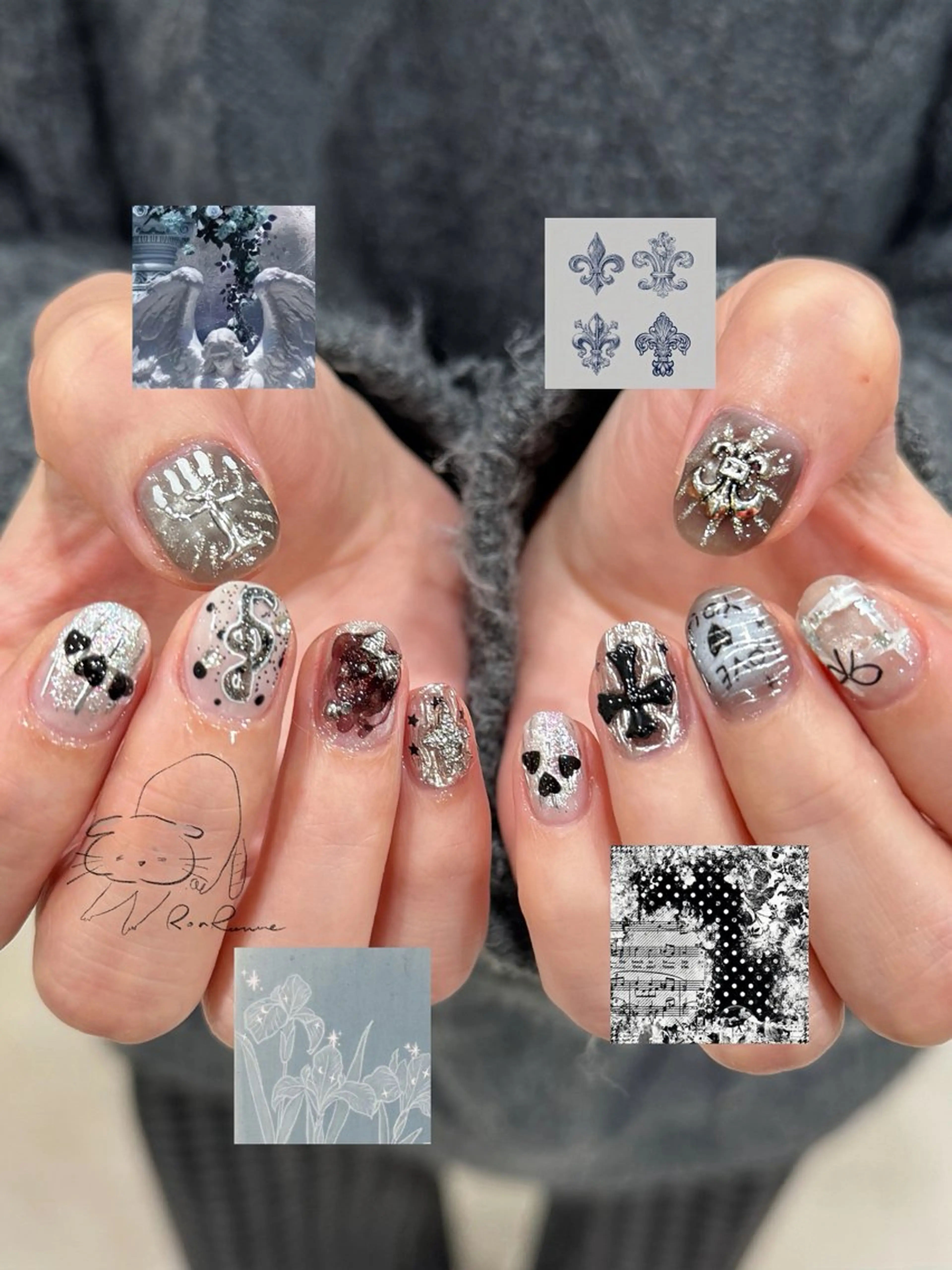 ネイル オーロラネイル 長さ出し フレンチネイル ジェルネイル ミラーネイル ハンドネイル Cho Artネイル所属・ronronne .のネイルデザイン