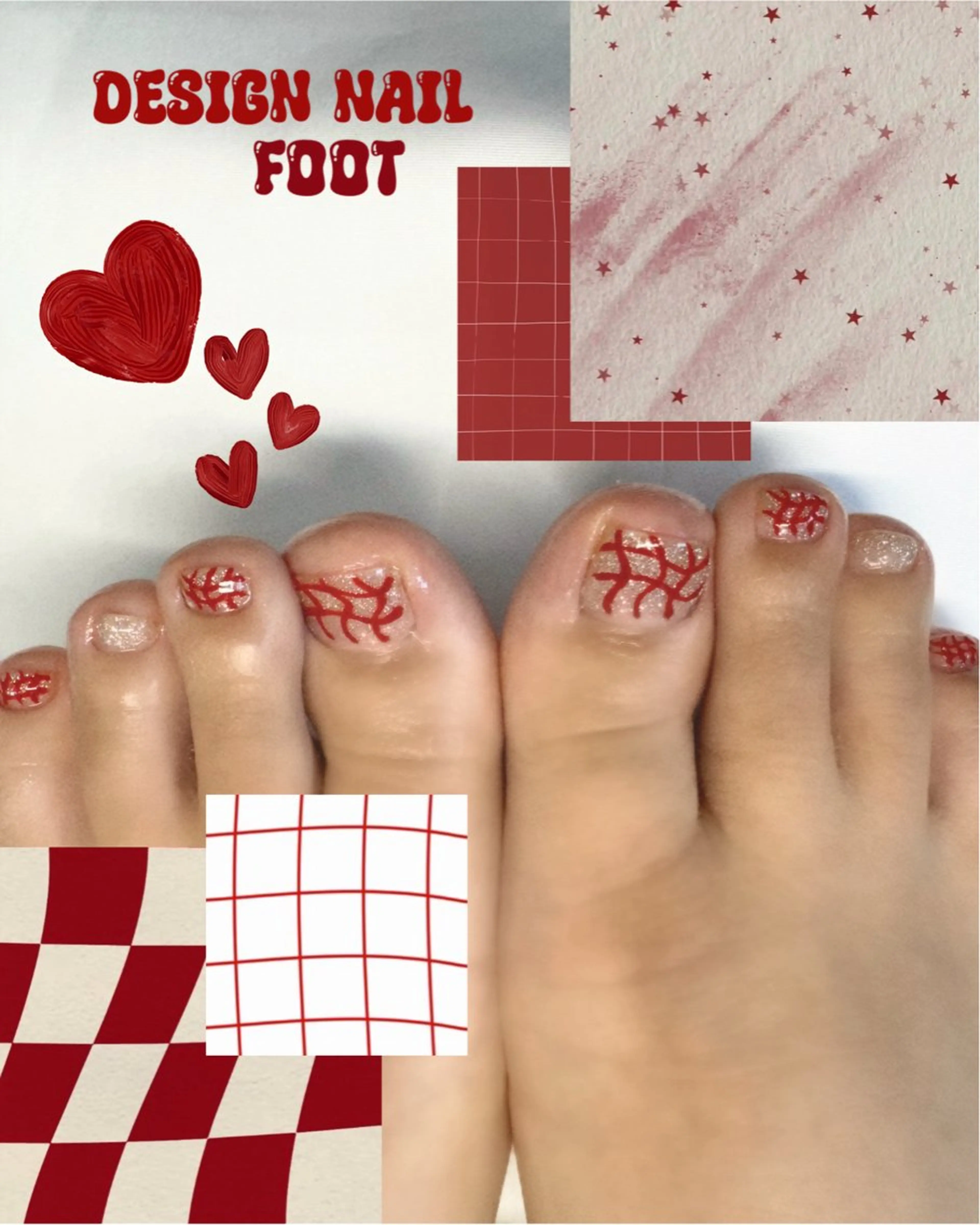 ネイル ブルー ジェルネイル 赤色 Angelique 田中/高崎のネイルデザイン