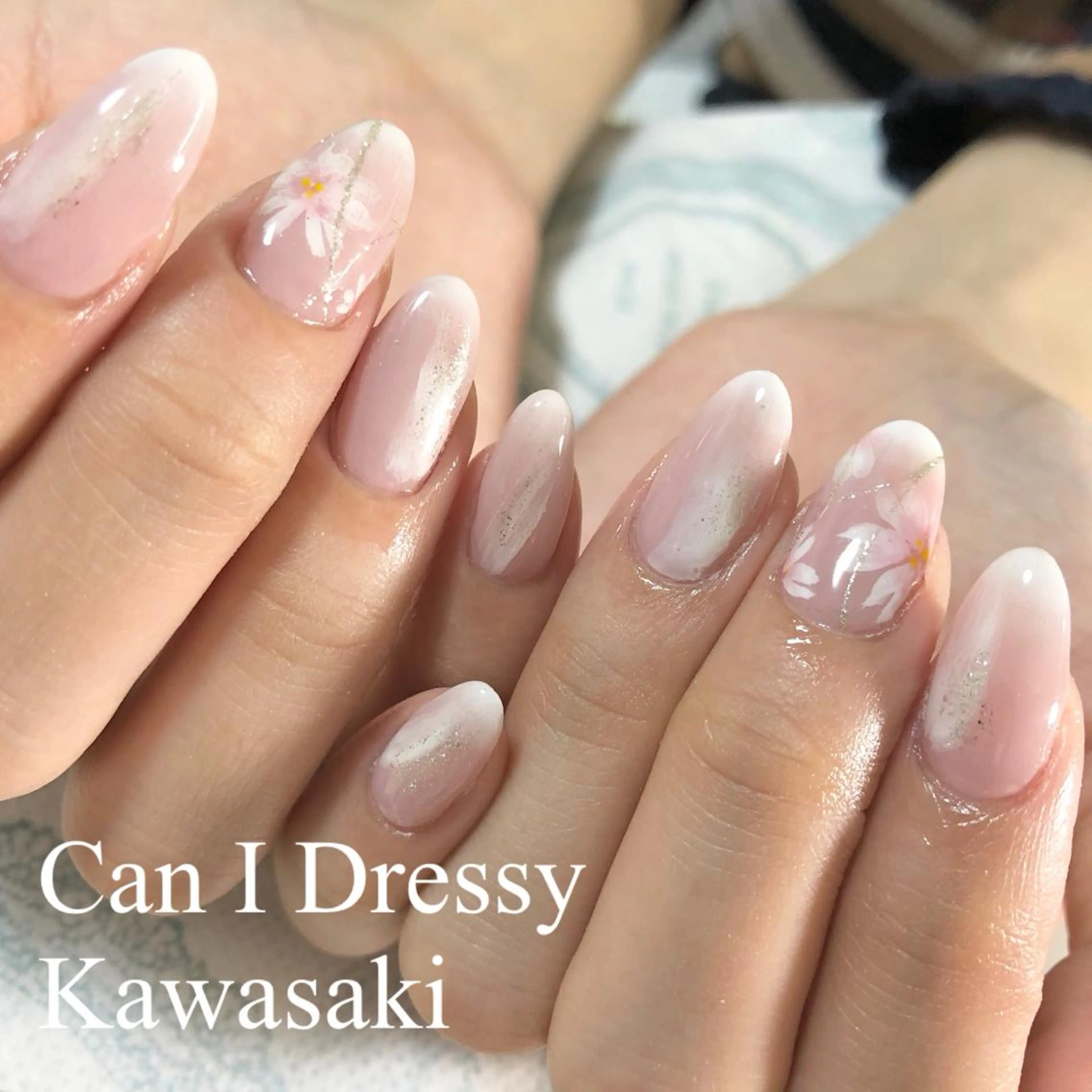 ネイル 桜ネイル 持ち込み ハンドネイル Can I 川崎店 三島 久美子のネイルデザイン