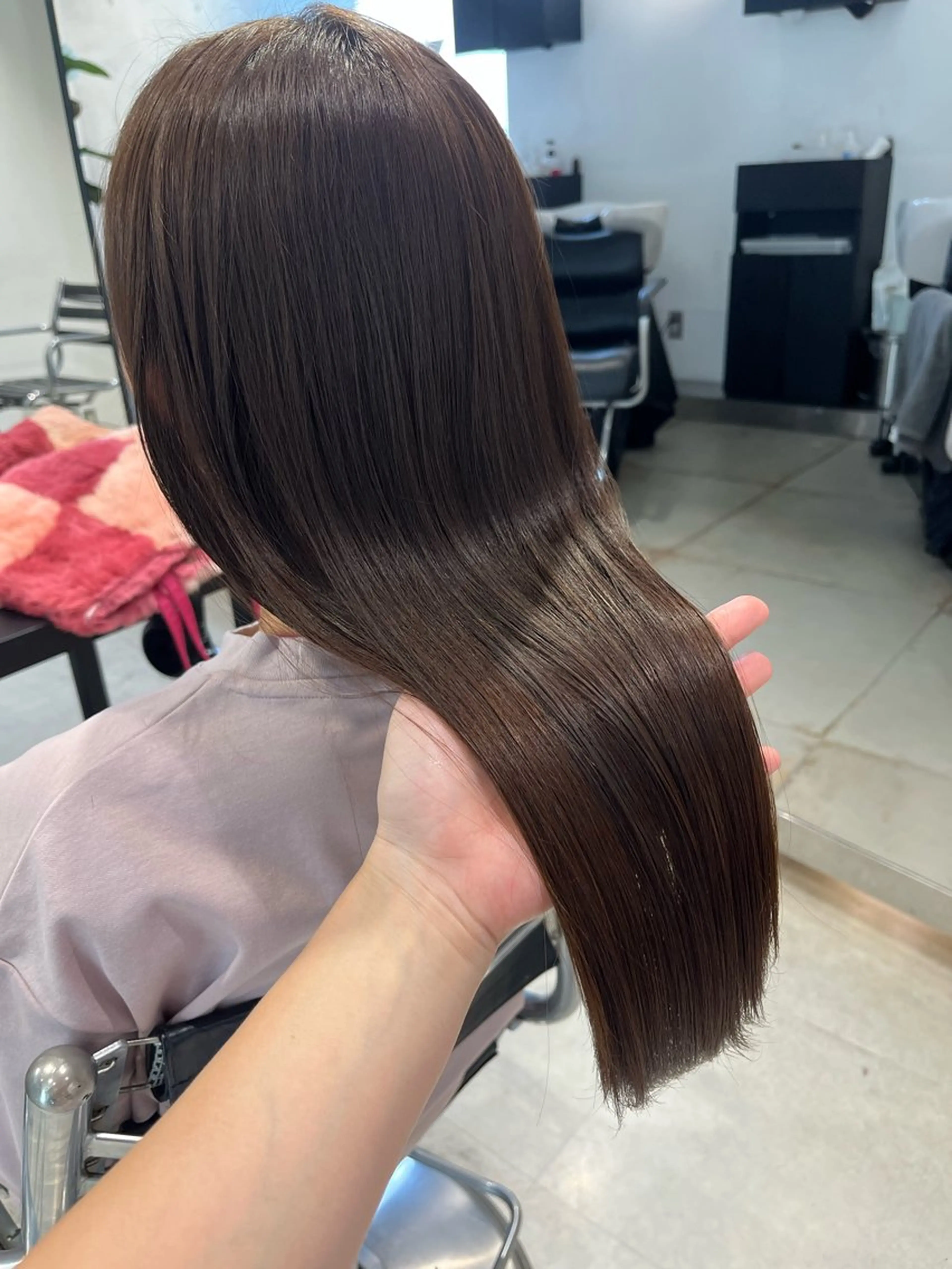 ロング カラー パーマ ヘアアレンジ ヘアカラー トリートメント ヘアセット 透明感/オリーブ/ グレージュ/YUKAのヘアスタイル