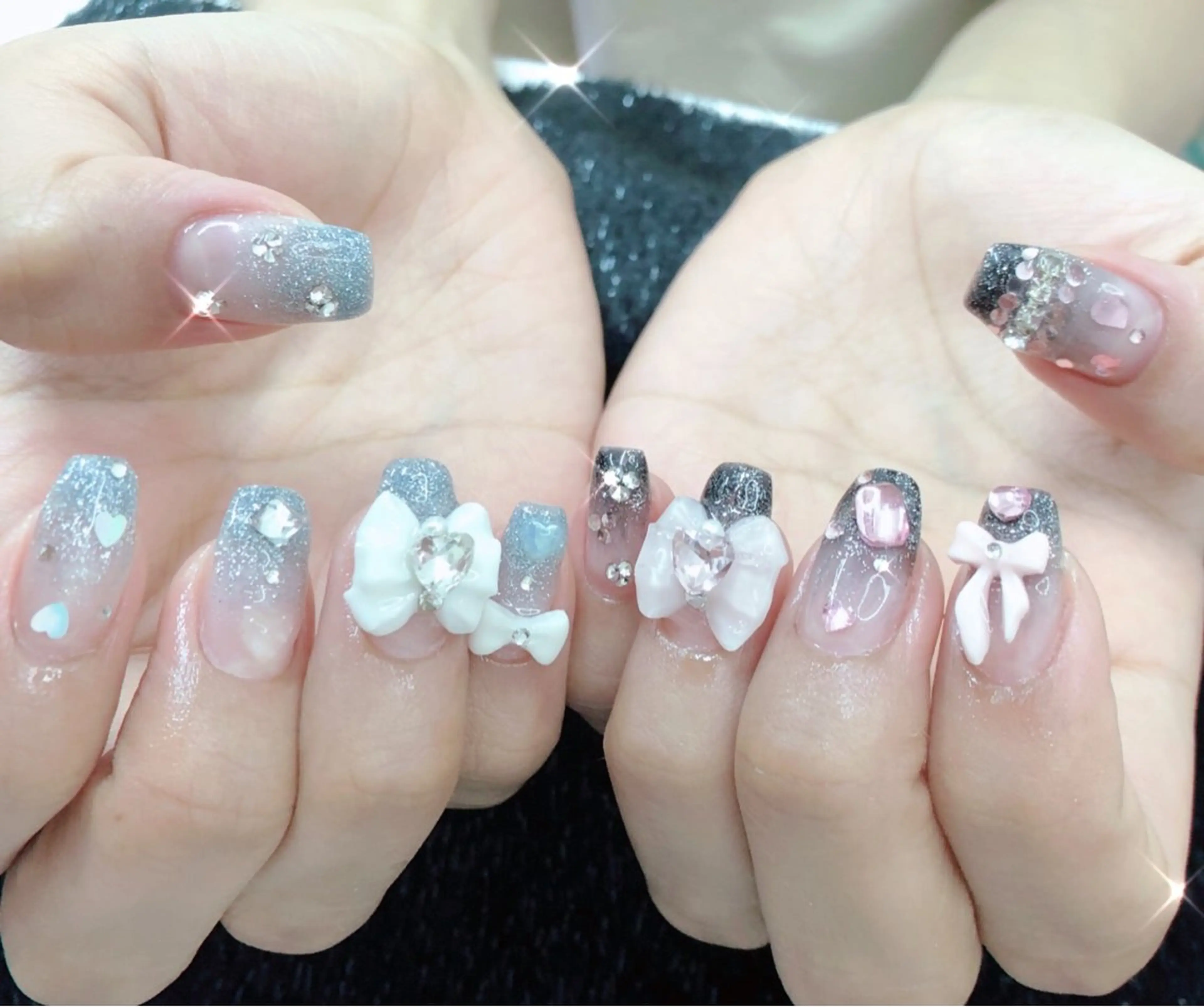 ネイル オーロラネイル フットネイル ジェルネイル ハート 韓国ネイル 大門浜松町 ネイルのネイルデザイン