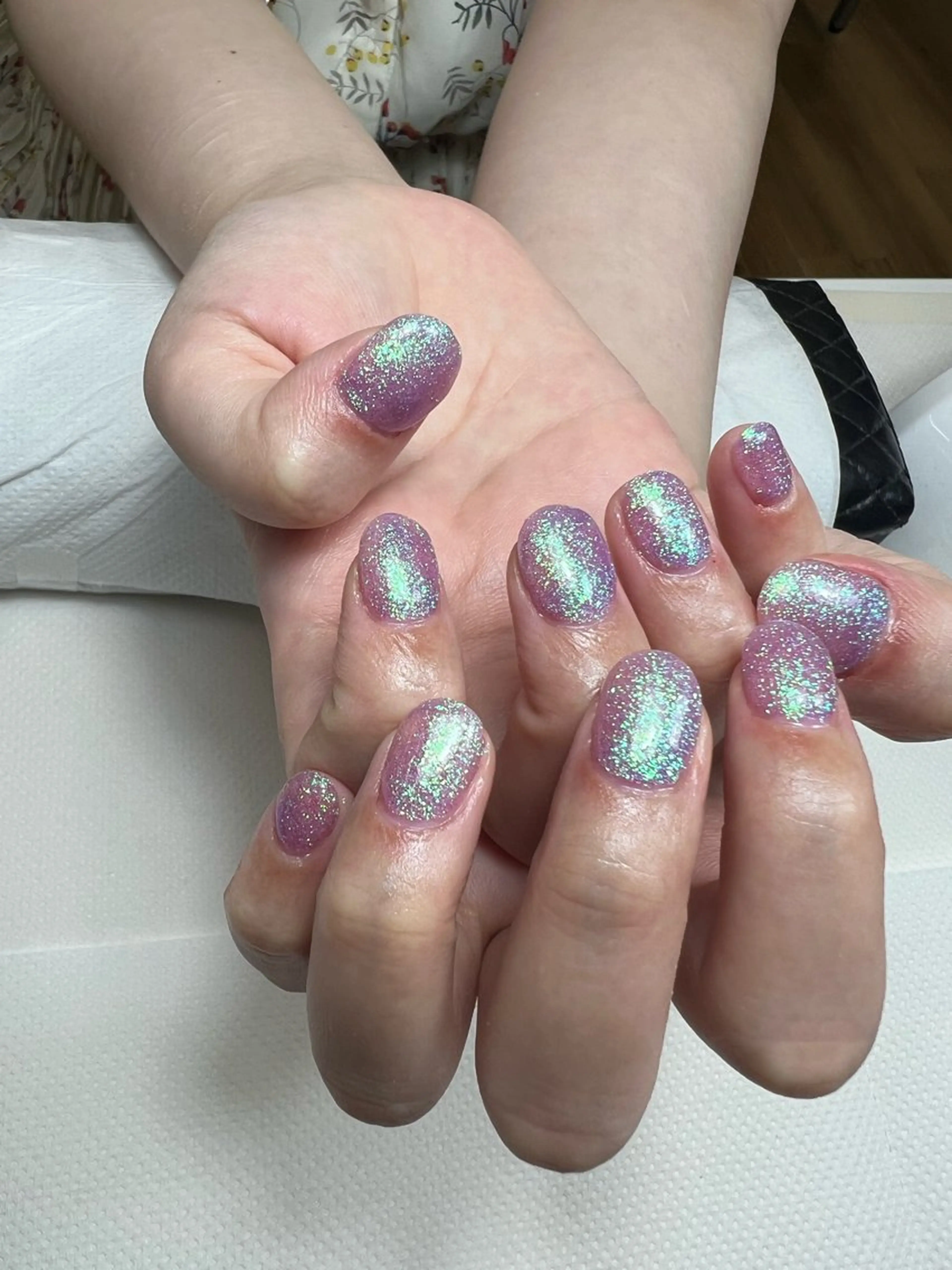 ネイル ラメ(グリッター) ワンカラーネイル パープル 🌴kawamura Yukako🪼🩵のネイルデザイン