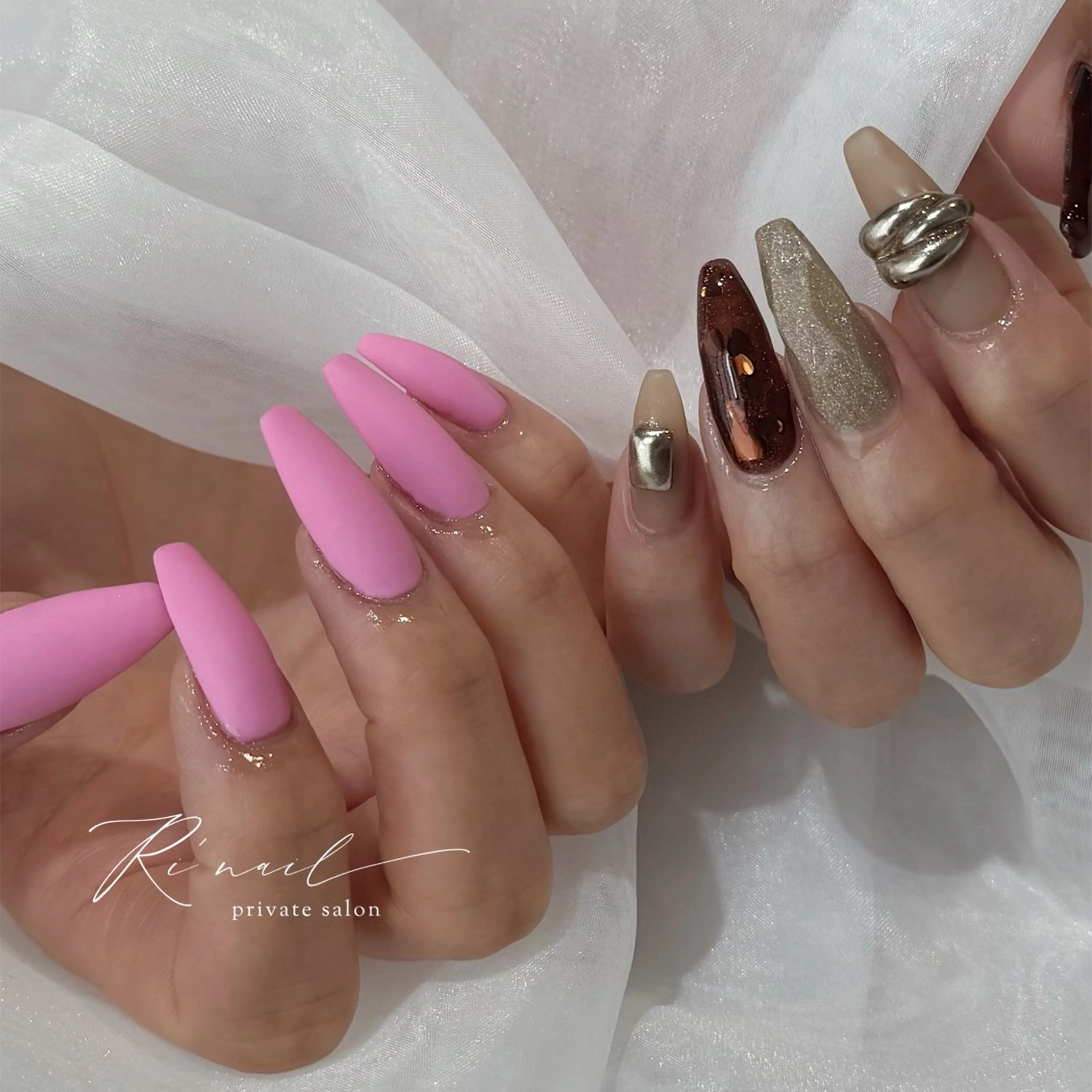 ネイル ハート ピンク ISHIWATA LINAのネイルデザイン