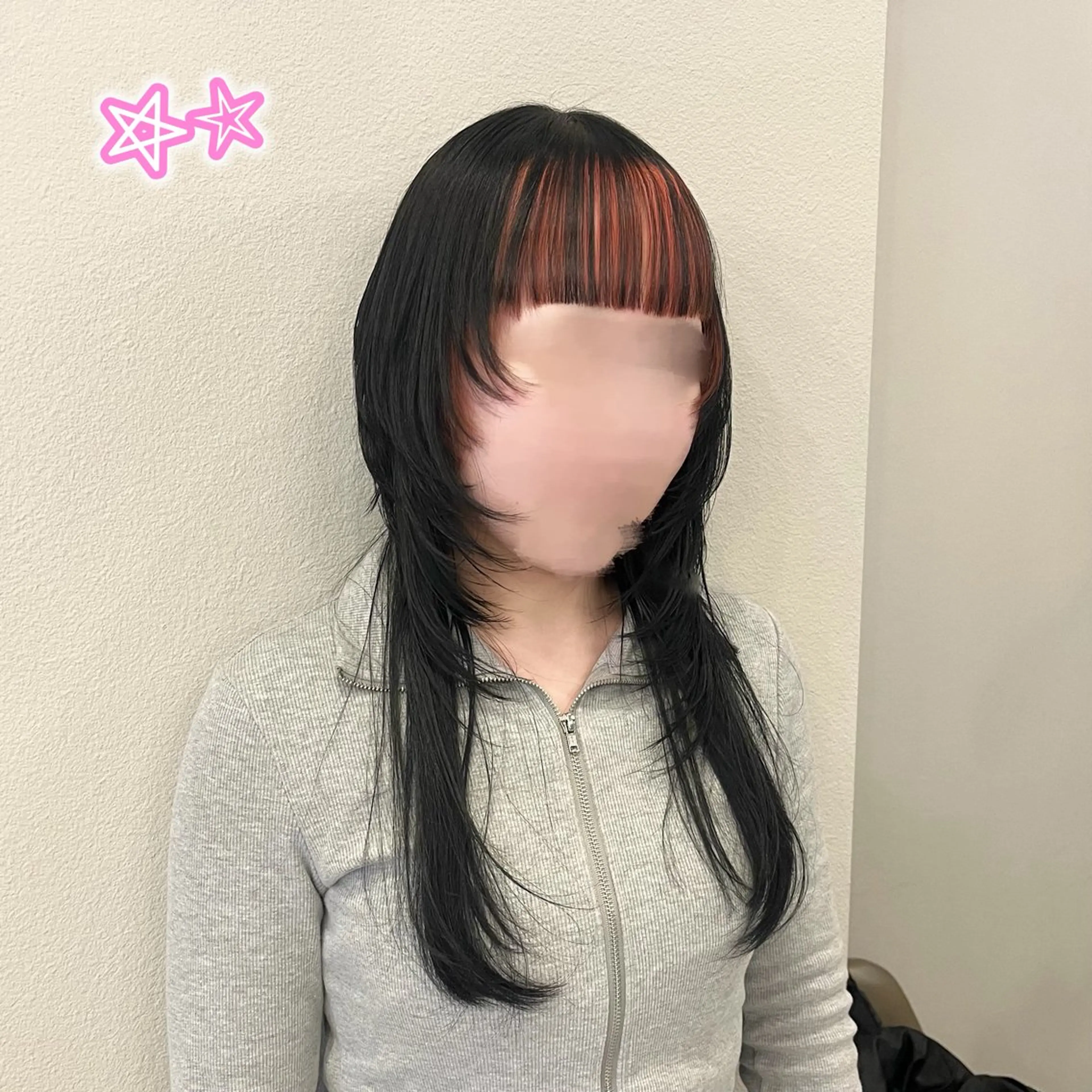 ロング カラー インナーカラー ロング ウルフカット ヘアカラー 顔周り/暖色 /ヘアメ/あつはのヘアスタイル