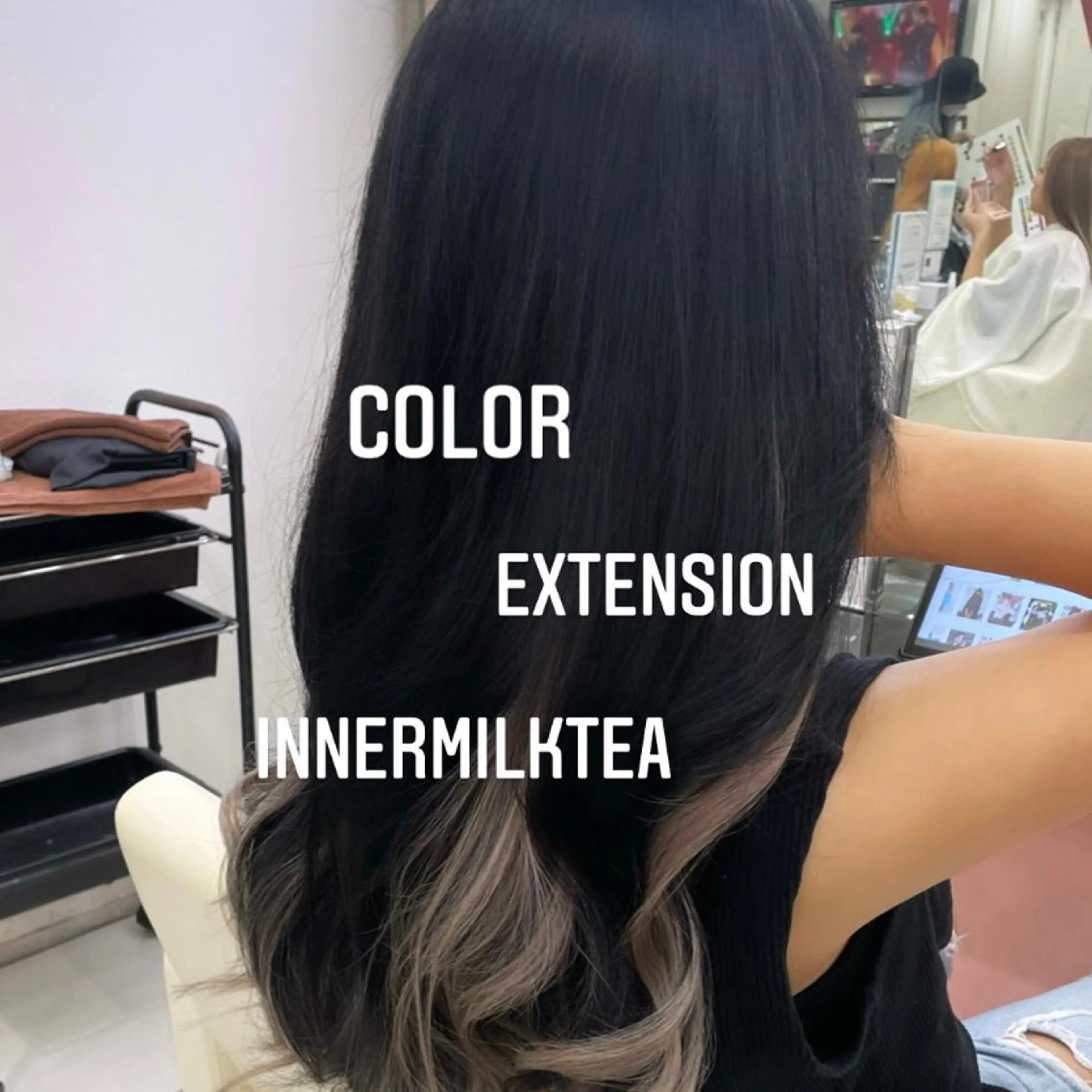 ロング カラー エクステ エクステ🩵ブリーチ 韓国ヘア🩵KAEのヘアスタイル