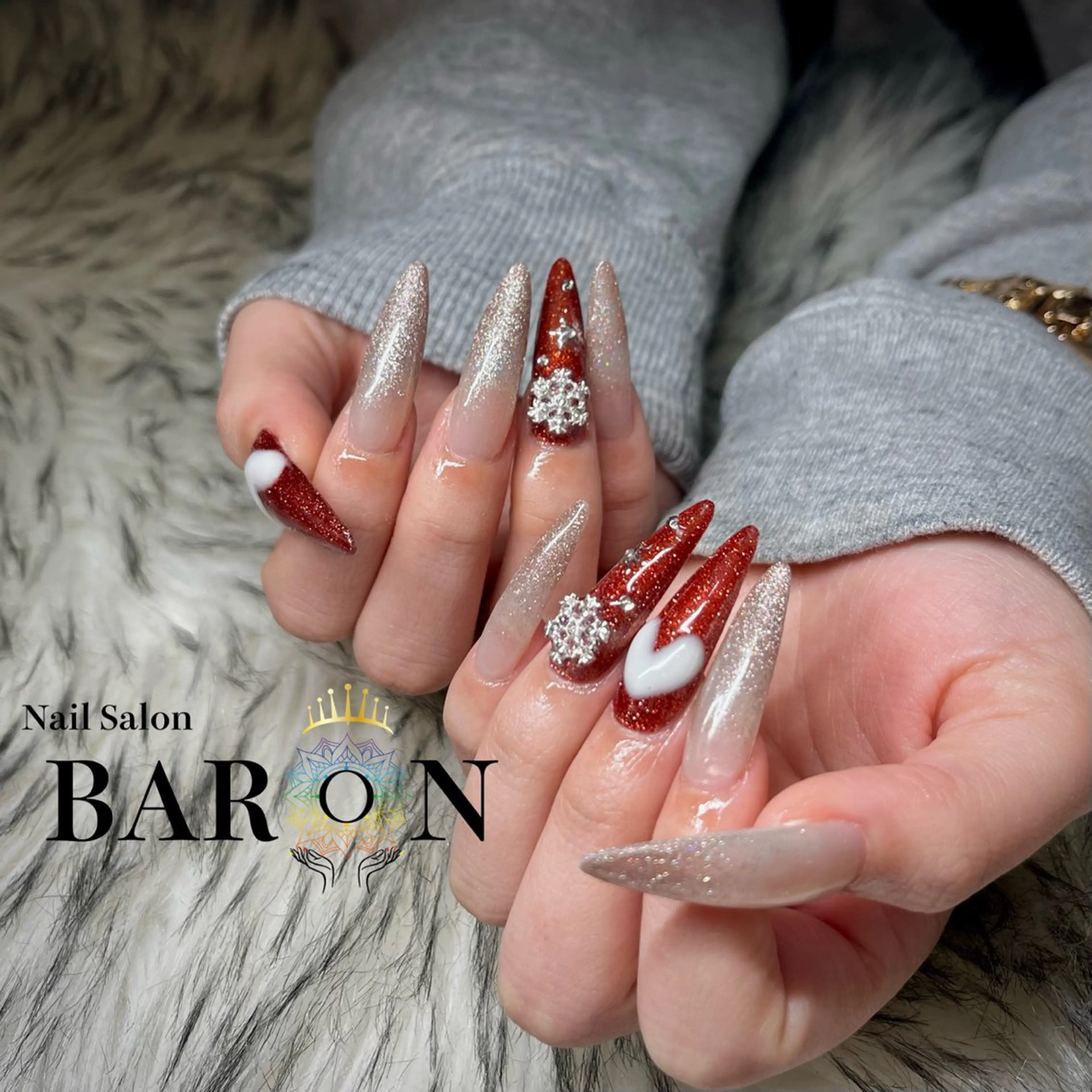 ネイル キラキラネイル 冬ネイル ハンドネイル ☆SAKI☆ BARON 店長のネイルデザイン
