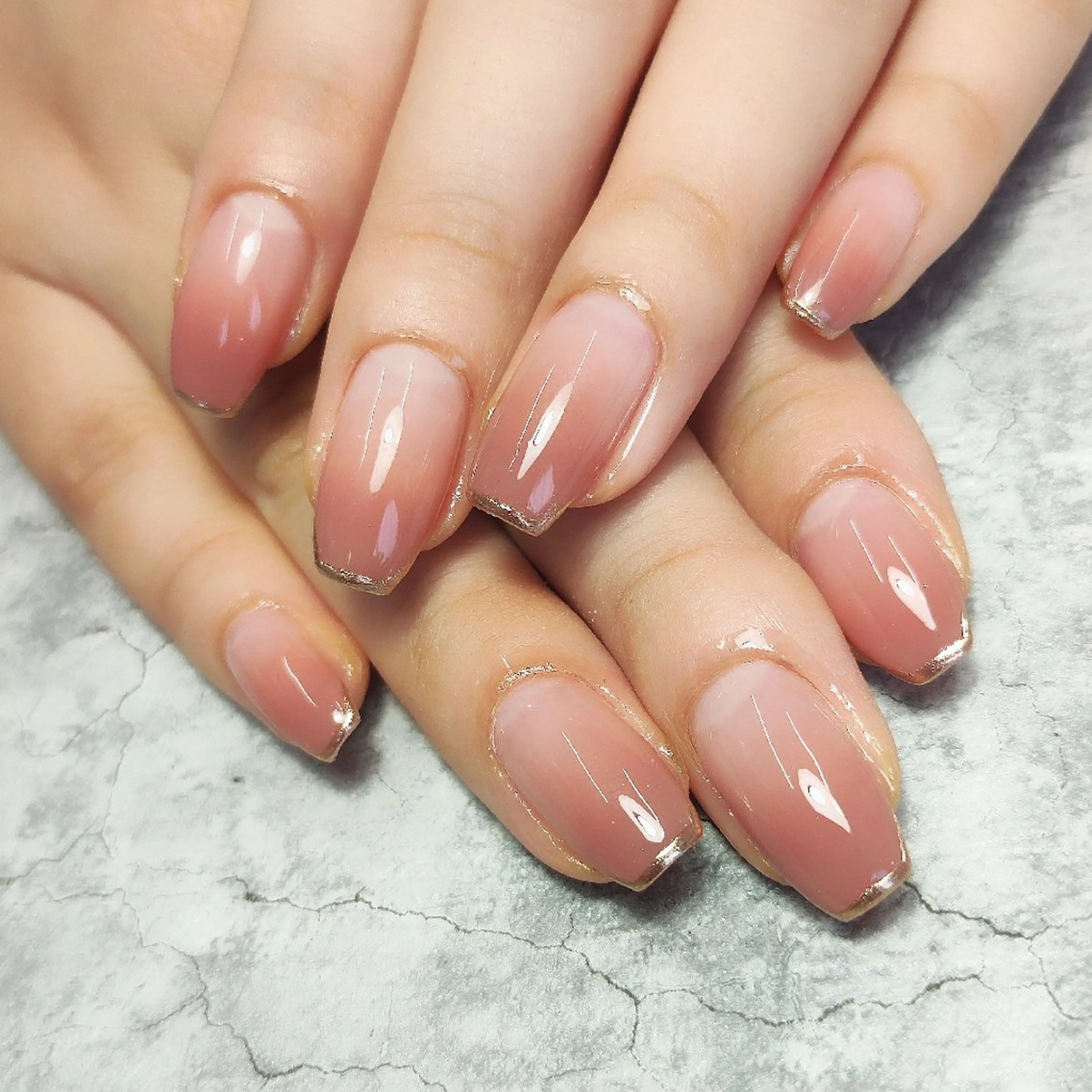 ネイル フレンチネイル グラデーション ミラーネイル ピンク 個人サロン saltnailのネイルデザイン