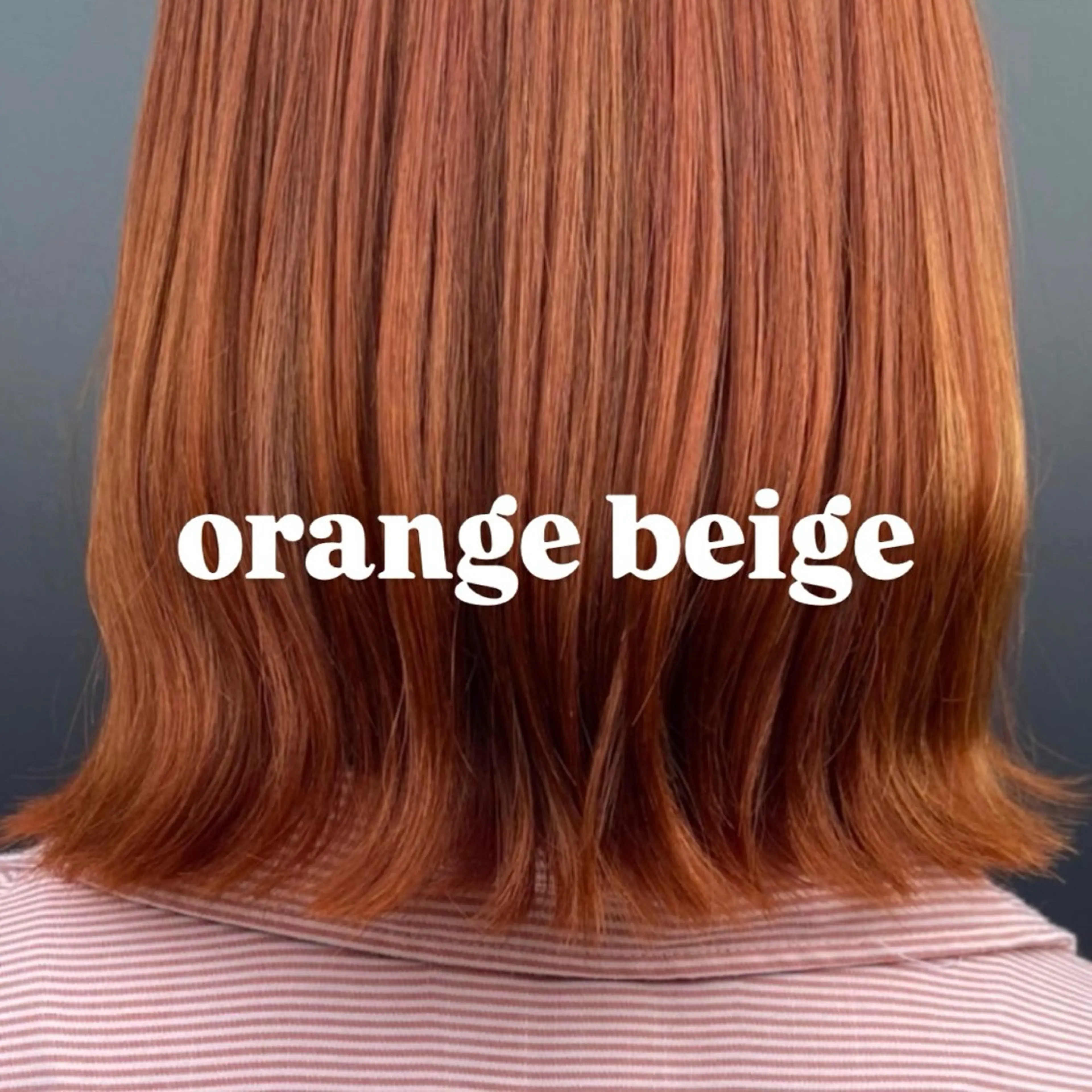 ミディアム カラー ベージュカラー ブリーチ ブリーチなしカラー オレンジ オレンジベージュ ちほ /ボブスタイルのヘアスタイル