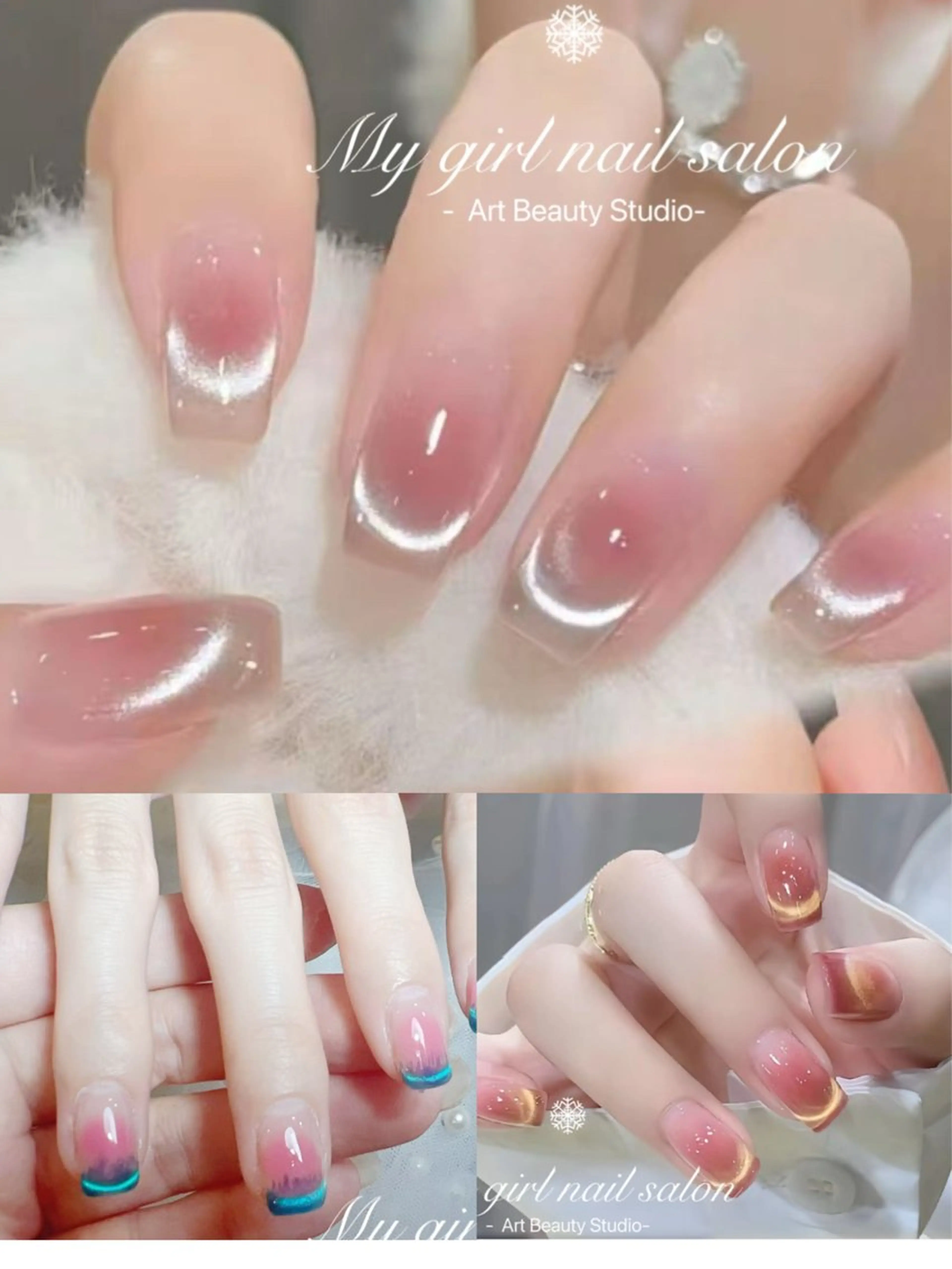 ネイル チークネイル フレンチネイル マグネットネイル マグネットフレンチ My Girl nailsalonのネイルデザイン