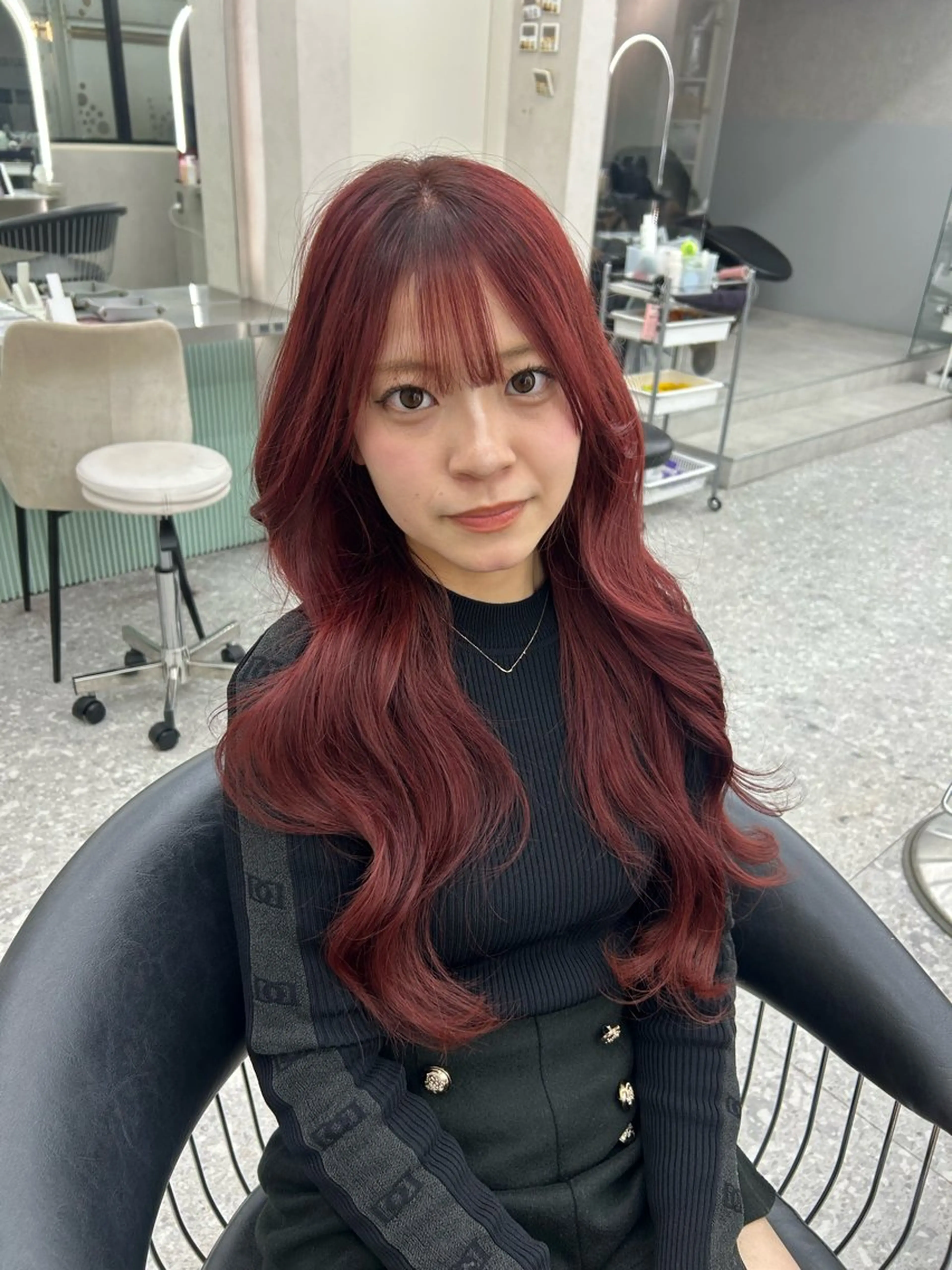 カラー ブリーチ ダブルカラー ブリーチなしカラー レッドカラー ヘアカラー Lond mare所属・あ い か 🎀 レイヤーカットのヘアスタイル