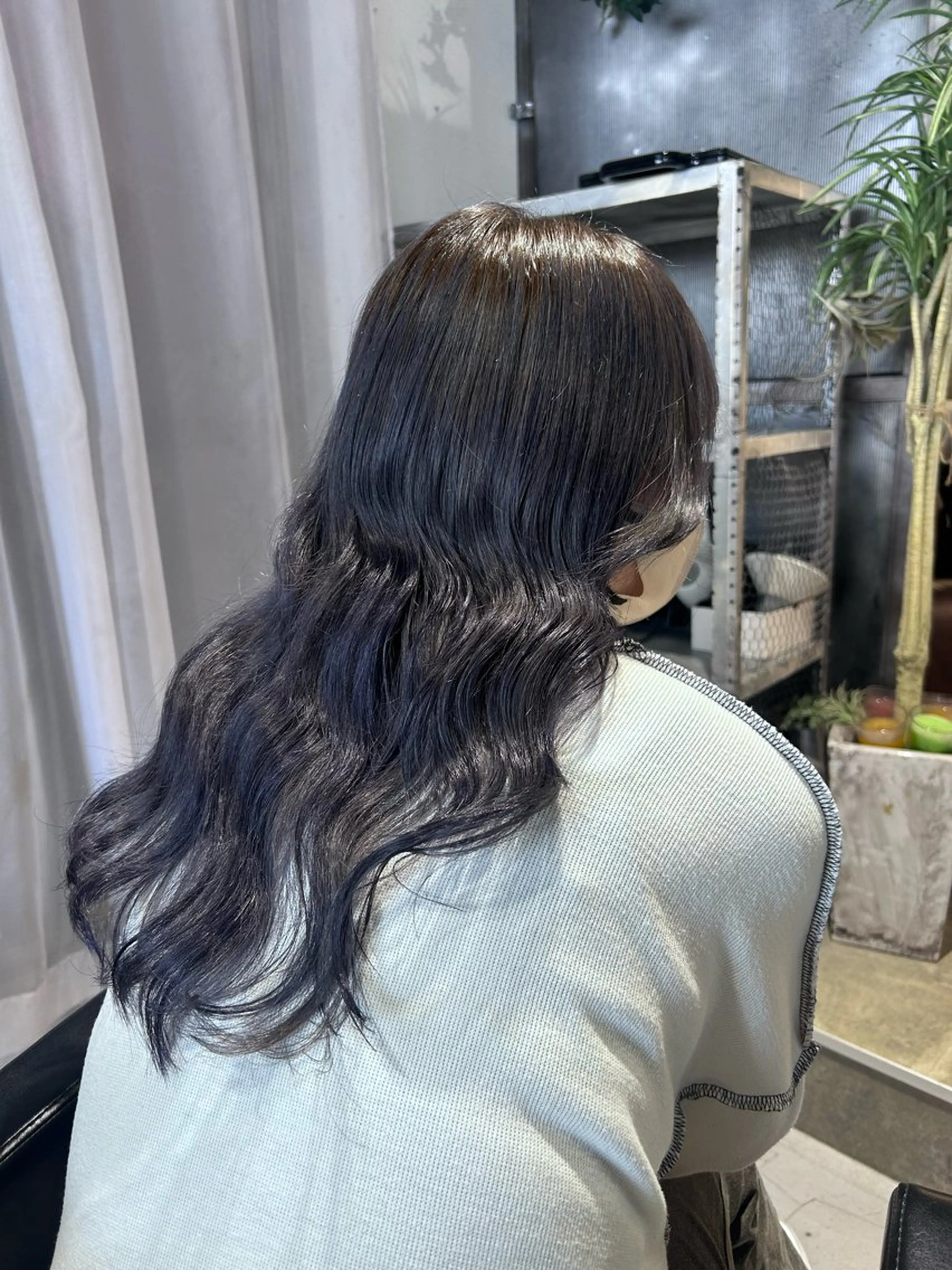 ロング カラー 黒髪 ブルーカラー ヘアカラー トリートメント inc新小岩 🌱MANAMIのヘアスタイル