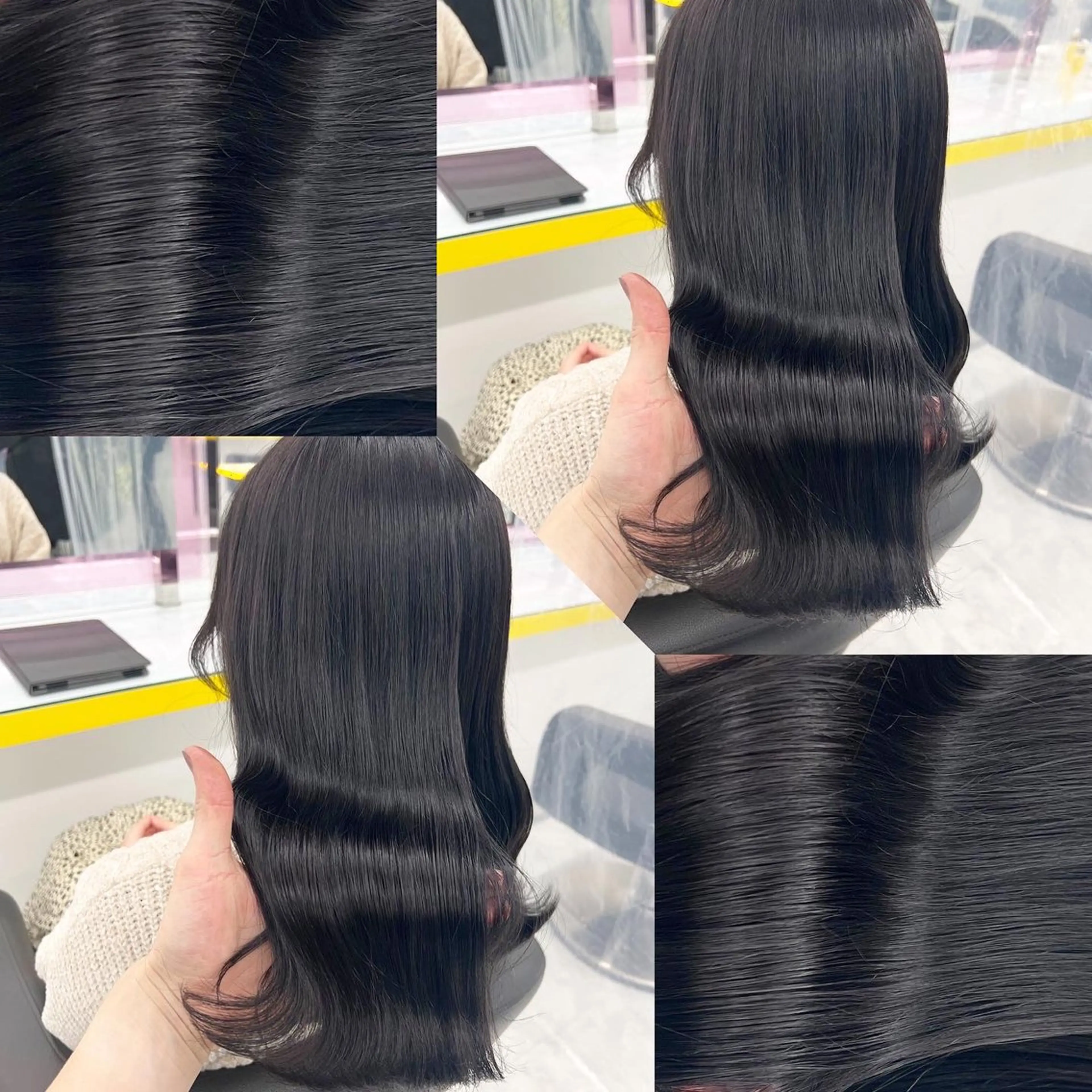 セミロング カラー ヘアアレンジ ヘアカラー トリートメント ヘッドスパ ヘアセット 韓国風ベージュ🤎 赤みなし🌿横浜🤎のヘアスタイル