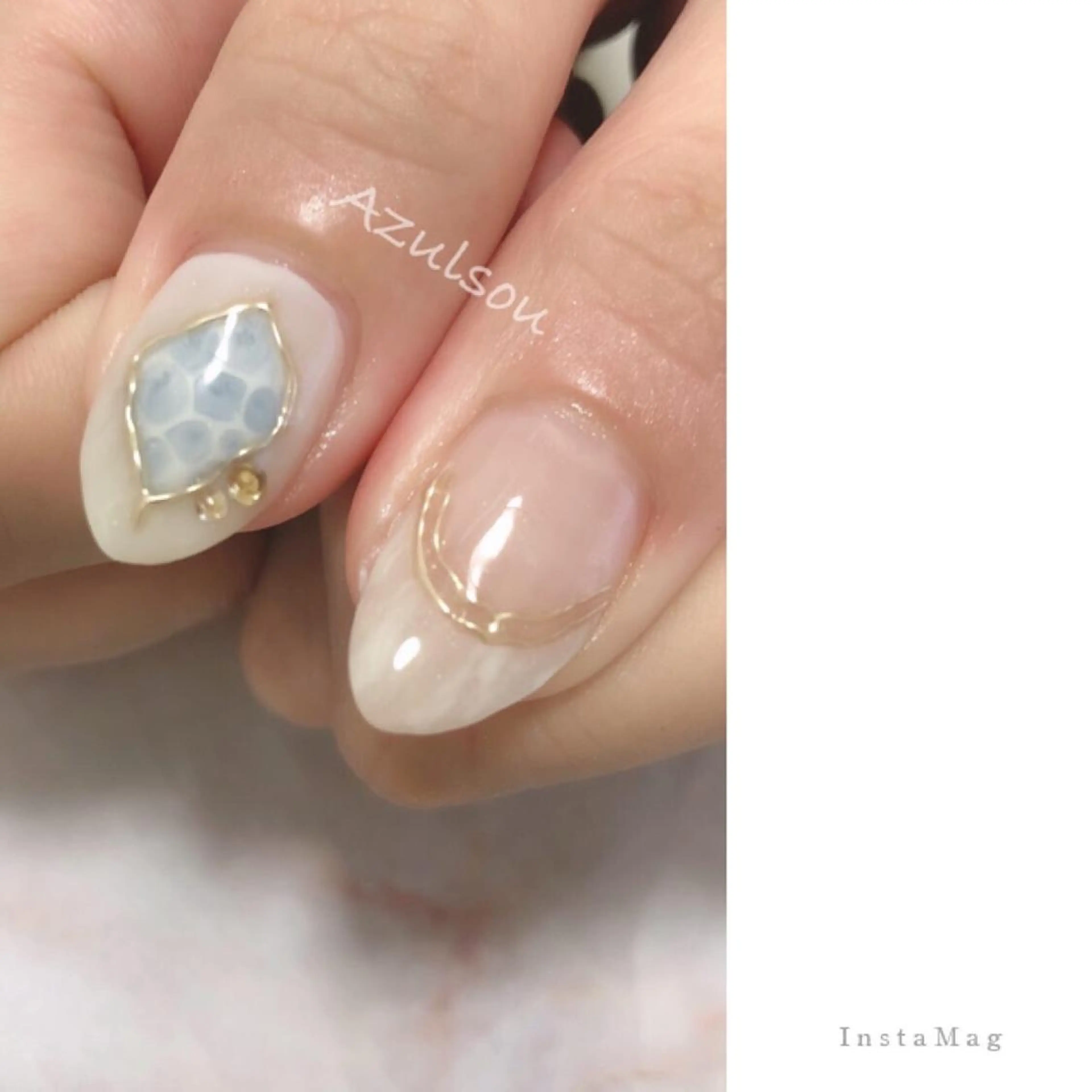 ネイル フレンチネイル ジェルネイル 韓国ネイル ミラーネイル 持ち込み Azulsou 廣川愛のネイルデザイン