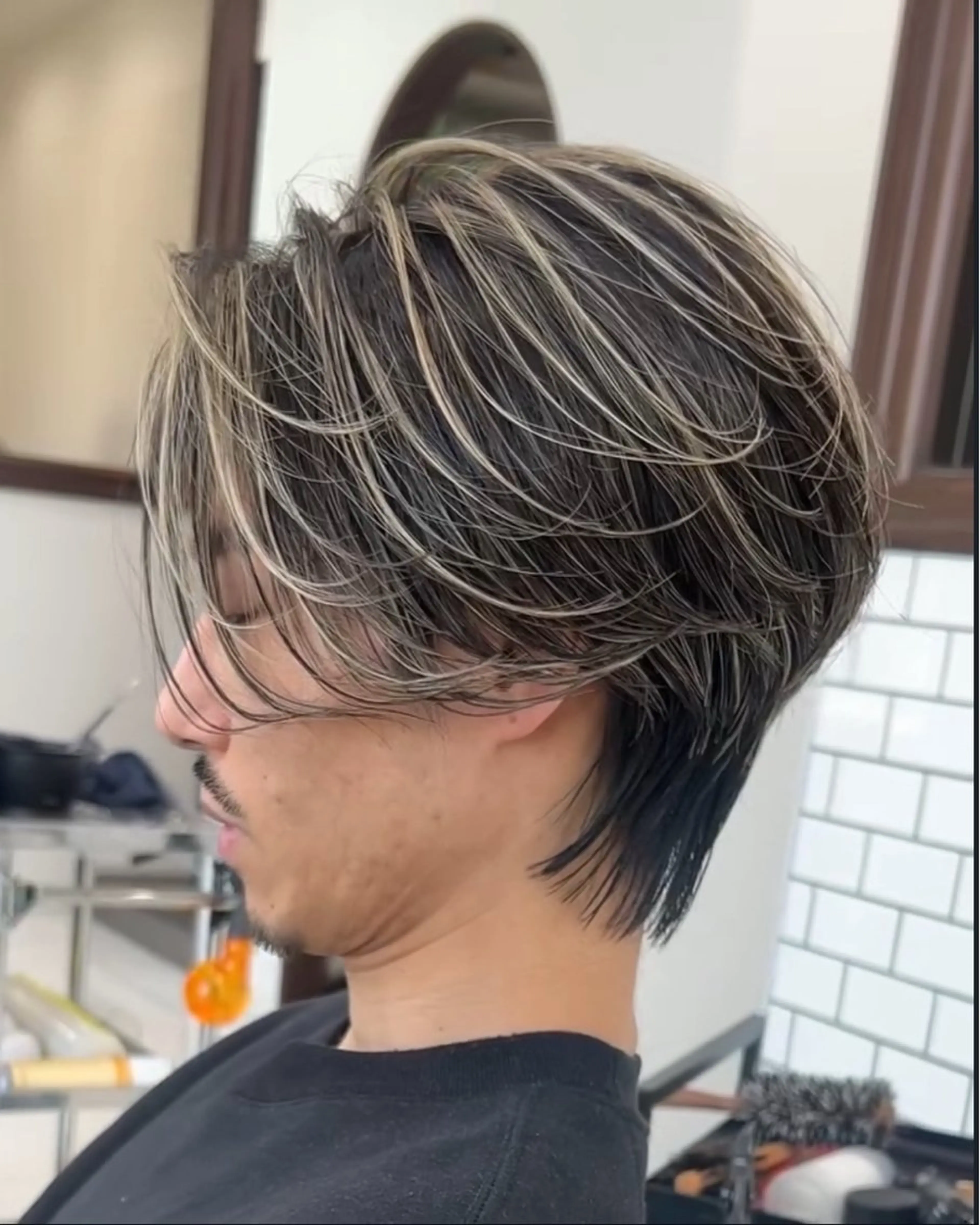 メンズ メンズハイライト メンズメッシュ カット ヘアカラー 白髪ぼかし/白髪 メッシュ/ゆうとのヘアスタイル