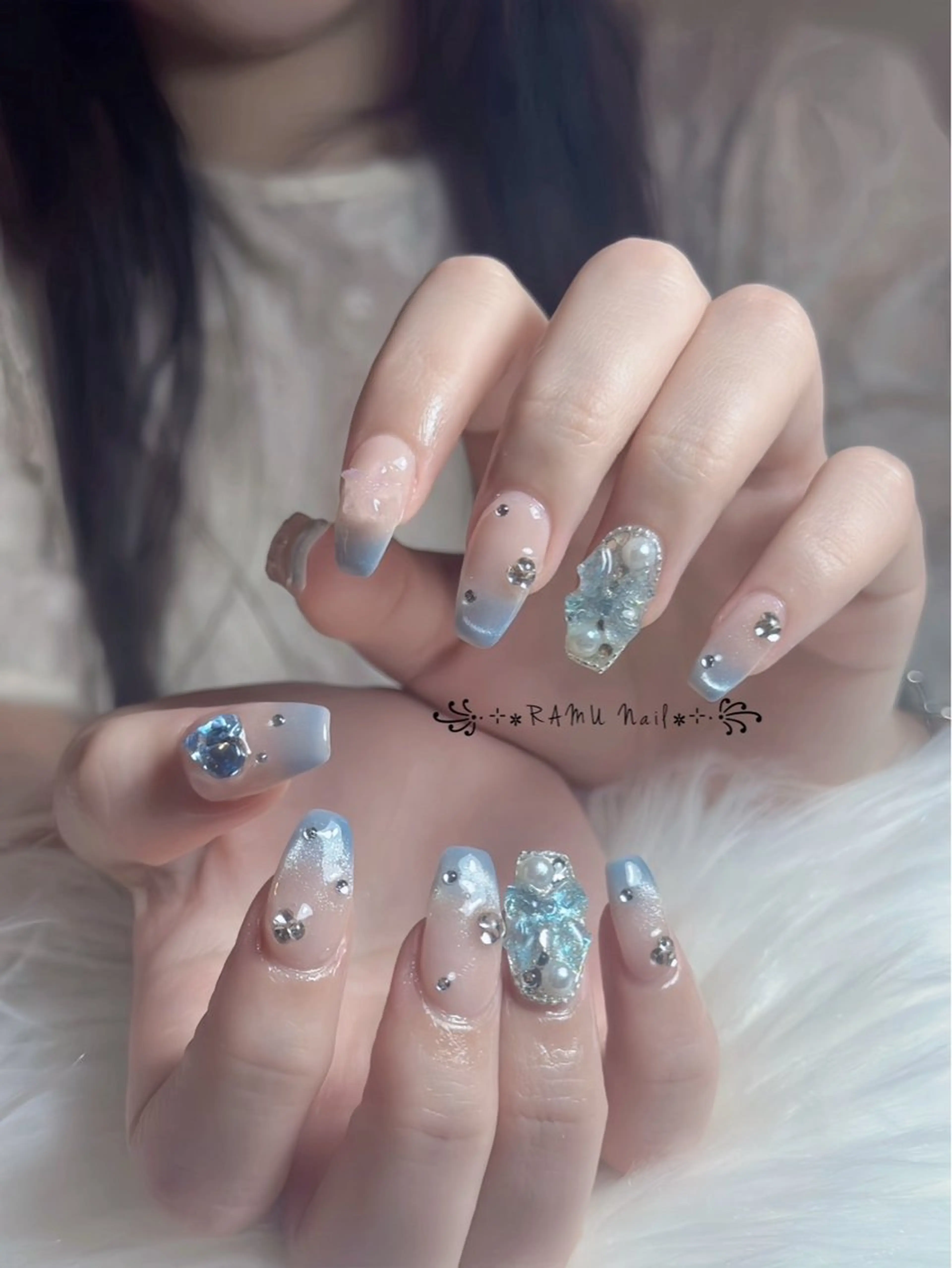 ネイル キラキラネイル マグネットネイル ミラーネイル ピンク 夏ネイル ハンドネイル RAMU Nail 恵比寿店のネイルデザイン