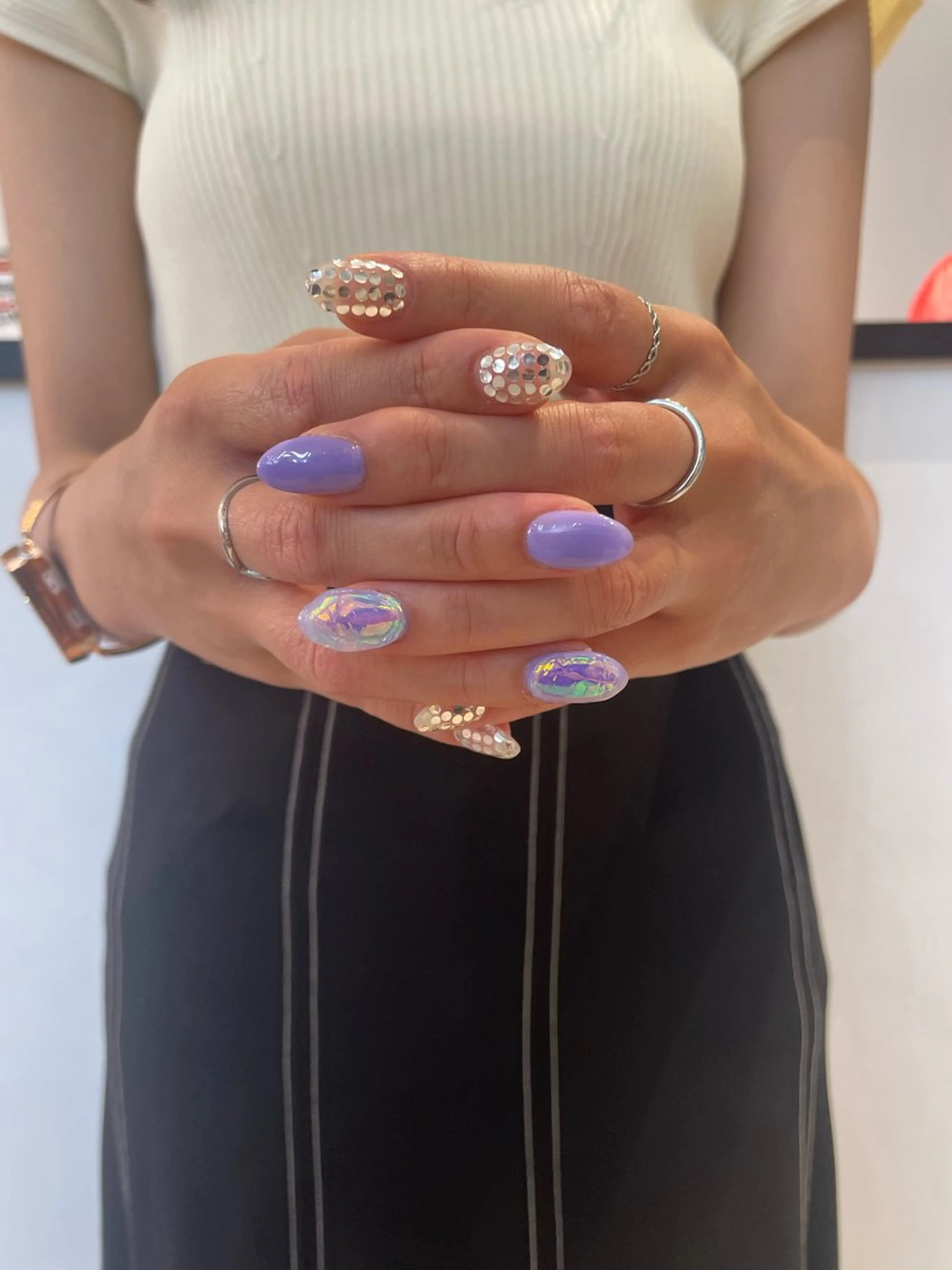 ネイル ハンドネイル 🌟暖色系ハイトーン 🌟AIのヘアスタイル