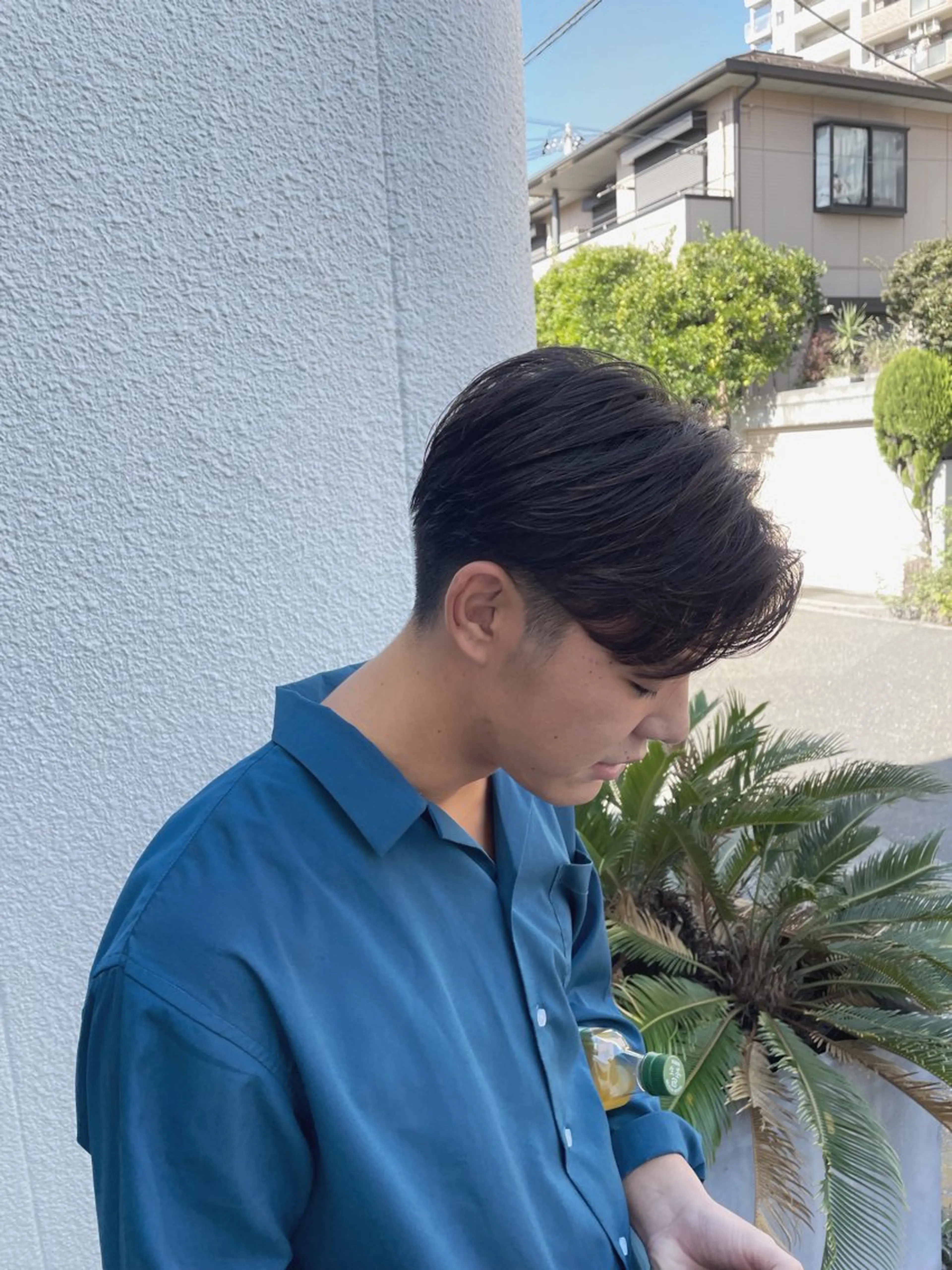 ショート メンズ センターパート メンズパーマ カット 野間 祐哉のヘアスタイル