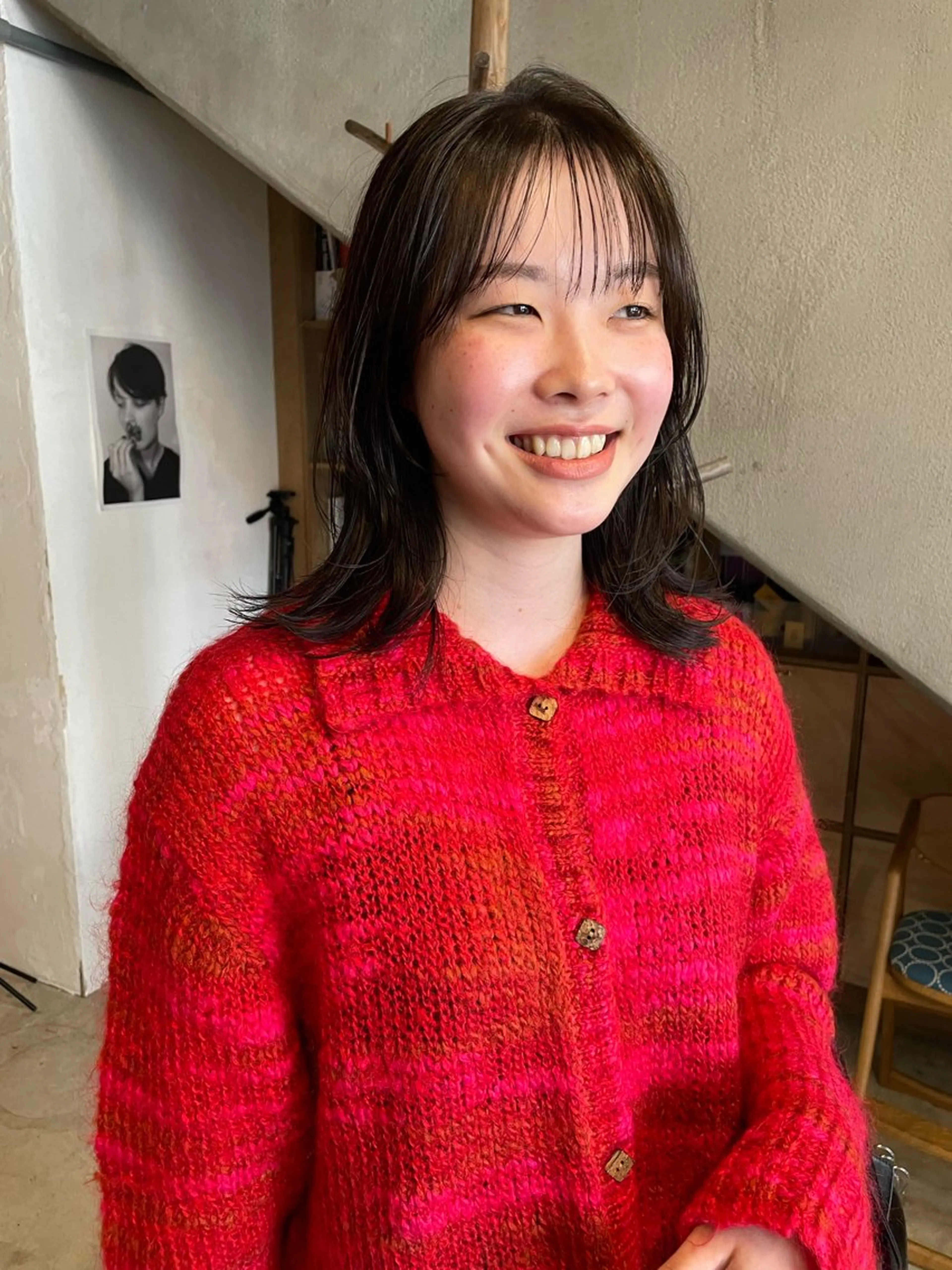 ミディアム カラー パーマ/レイヤー 岩山丈一郎のヘアスタイル