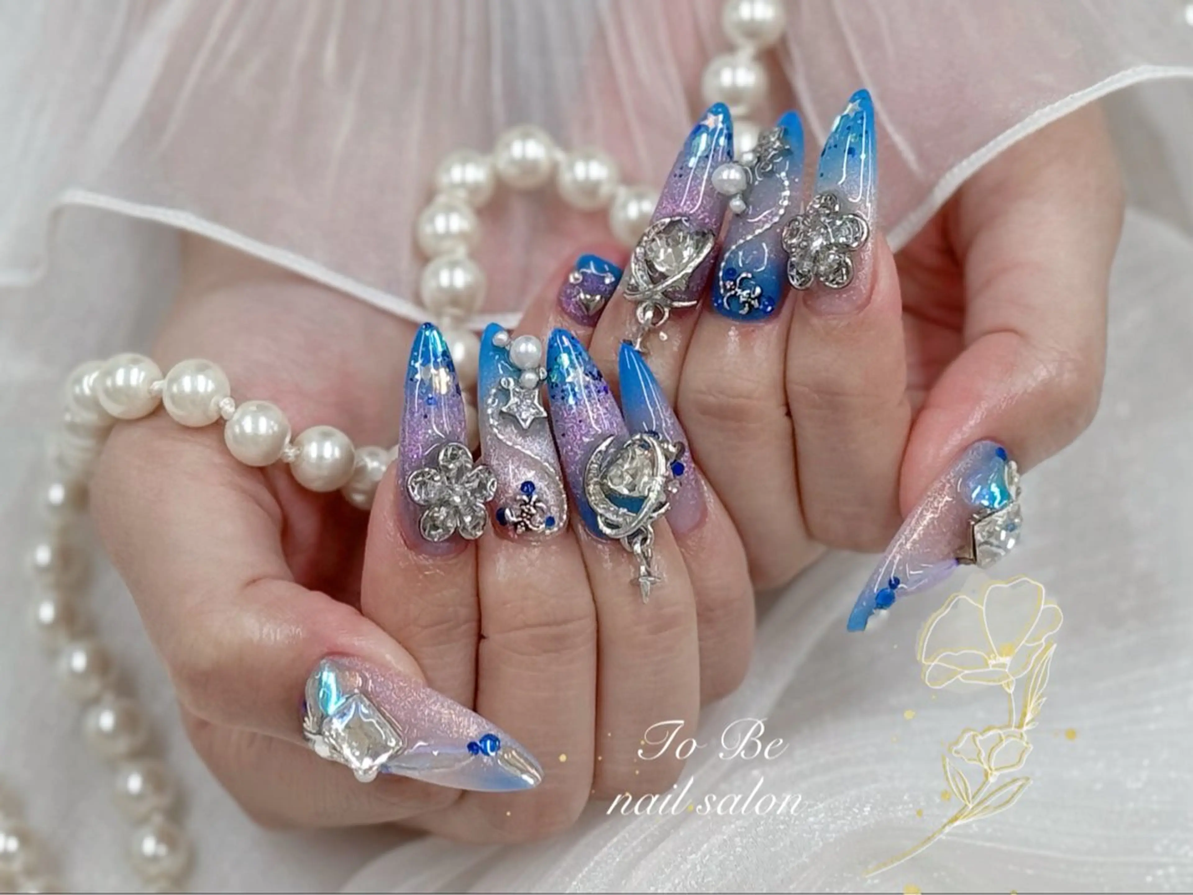 ロング ハンドネイル Nail Salon To Be珈月のネイルデザイン