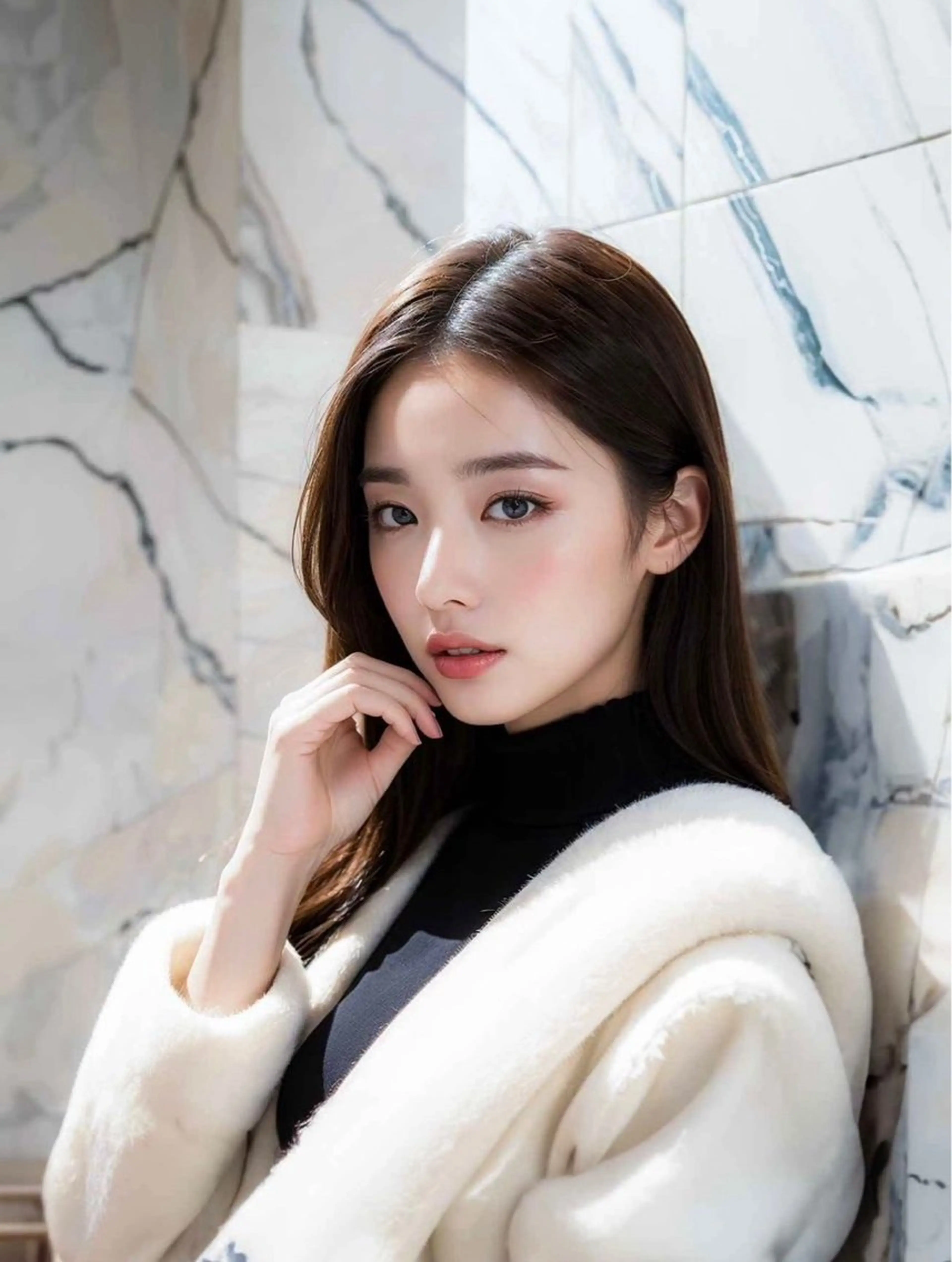 ロング 韓国風 レイヤーカットのヘアスタイル