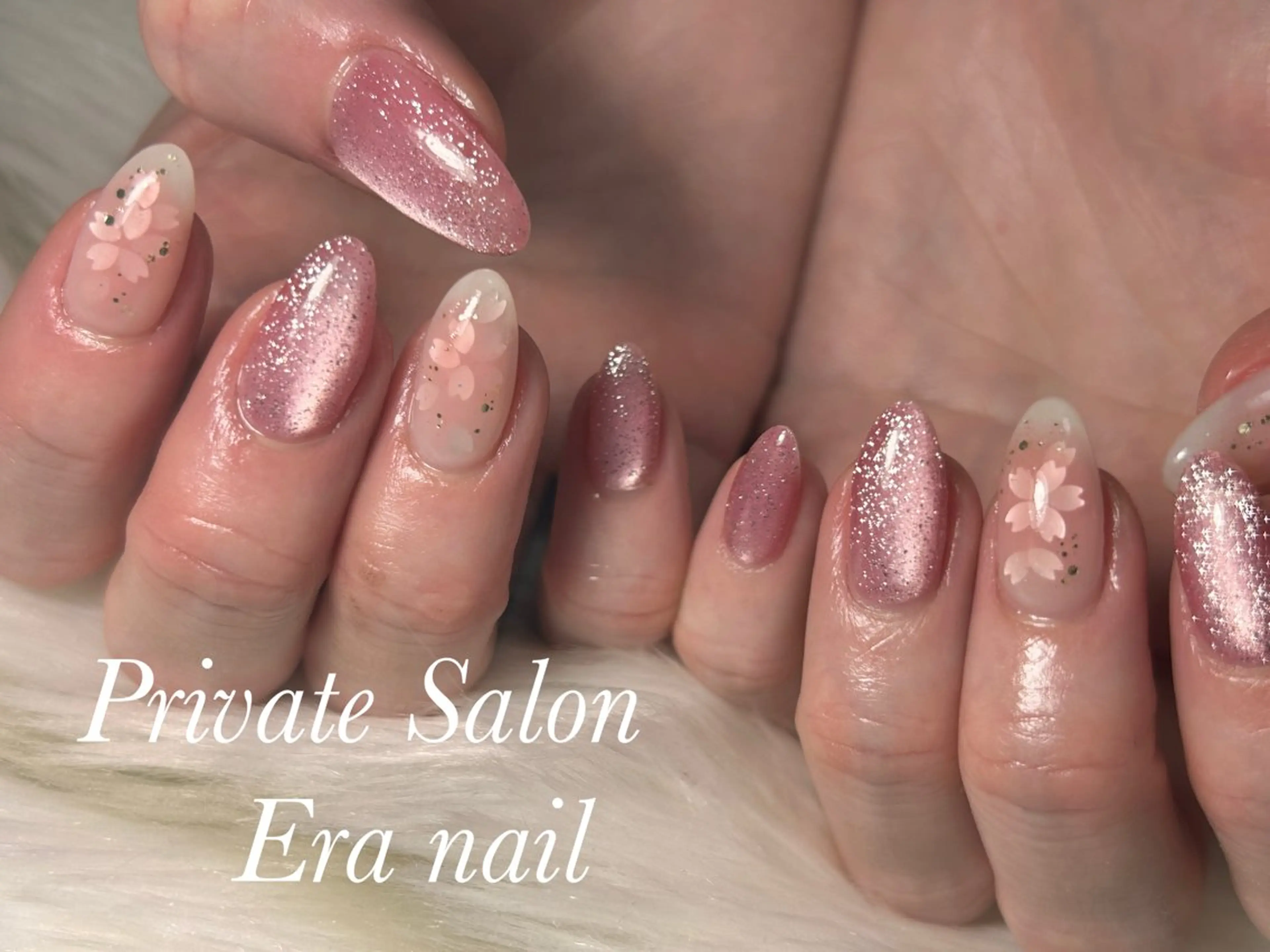 ネイル 桜ネイル マグネットネイル ハンドネイル Era nailのネイルデザイン