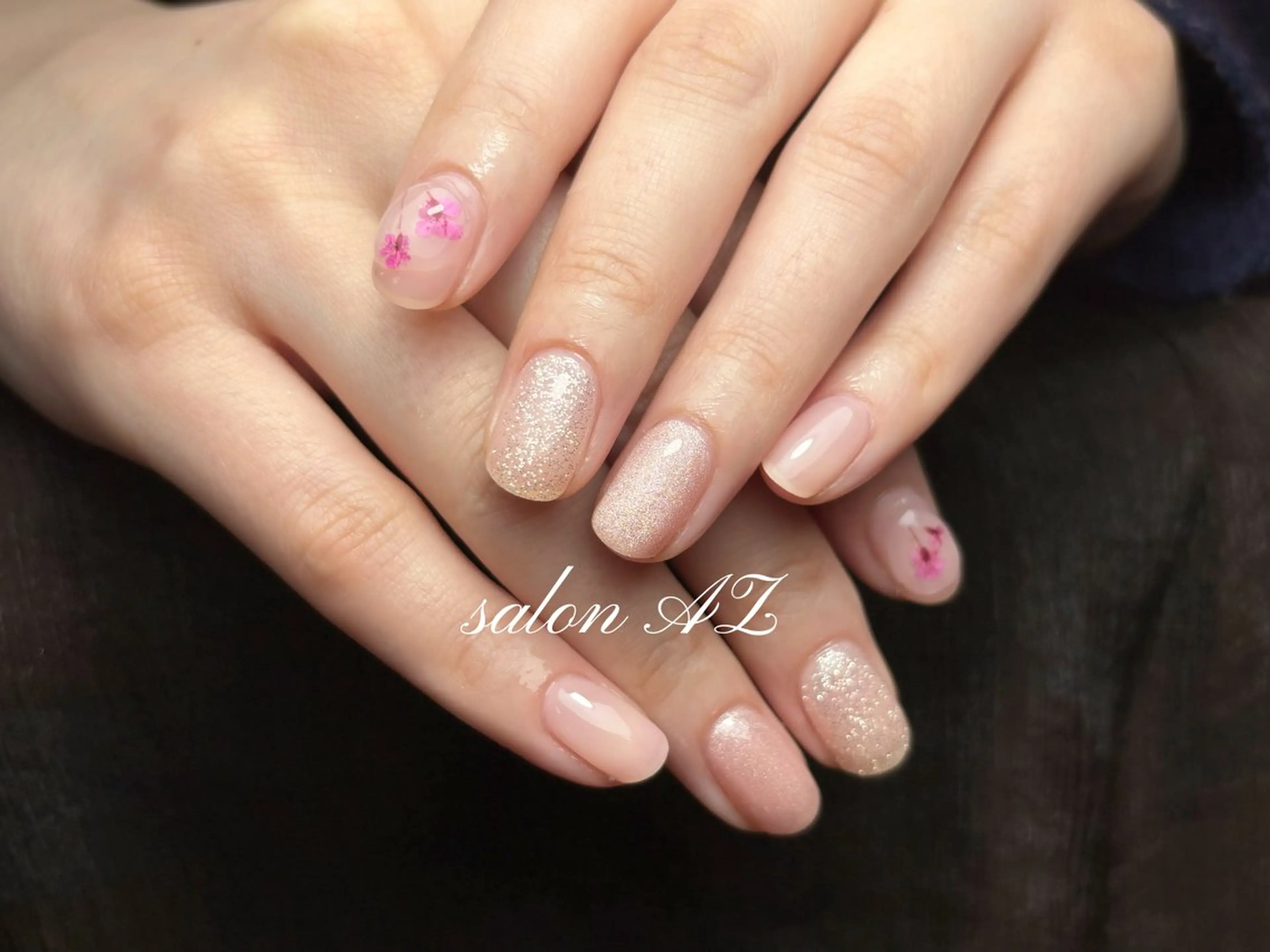 ネイル 桜ネイル 長さ出し フットネイル フレンチネイル ジェルネイル salon AZのネイルデザイン