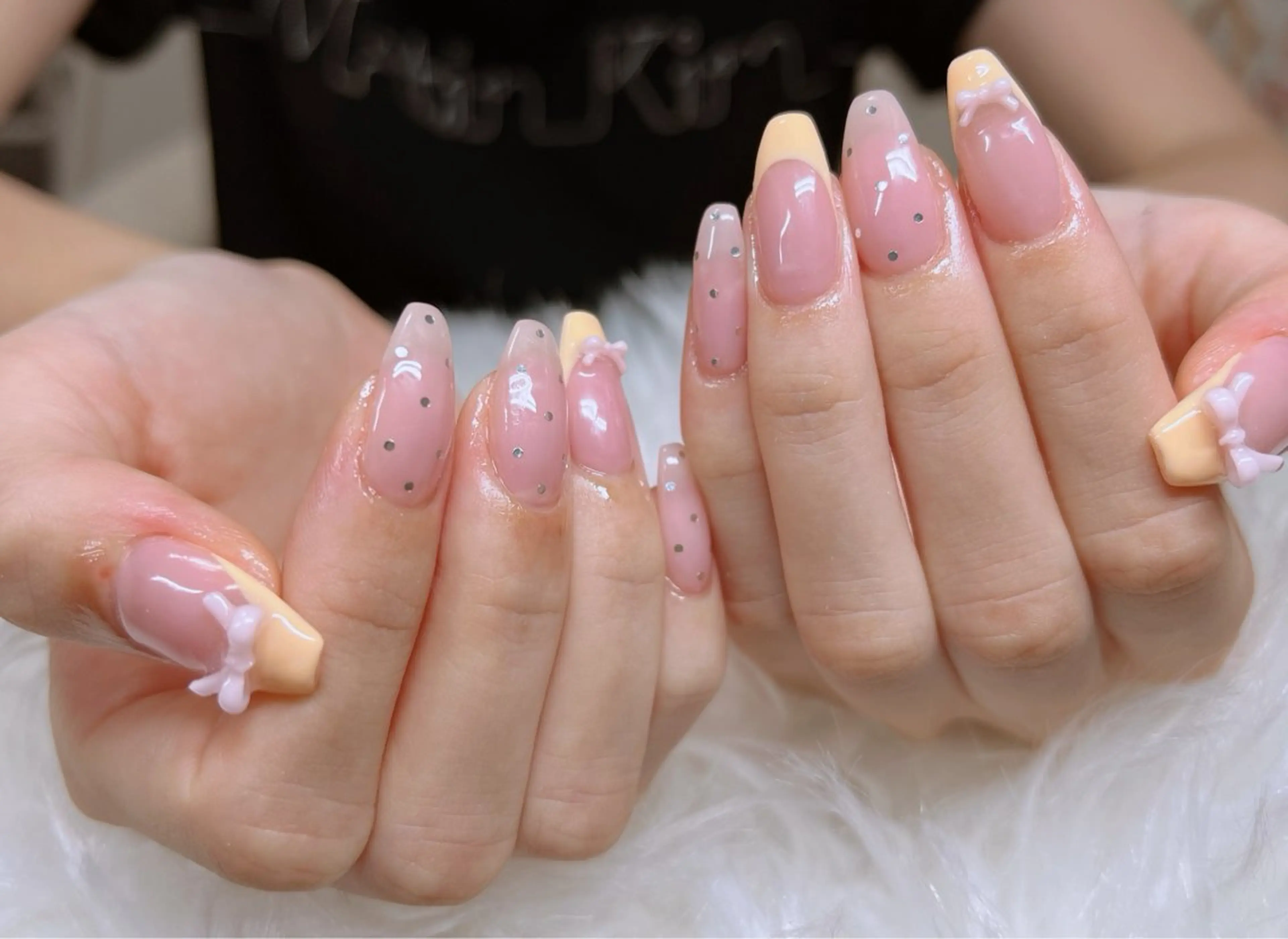ネイル フレンチネイル 韓国ネイル ロングネイル マグネットネイル ネイルチップ Lee _nailのネイルデザイン