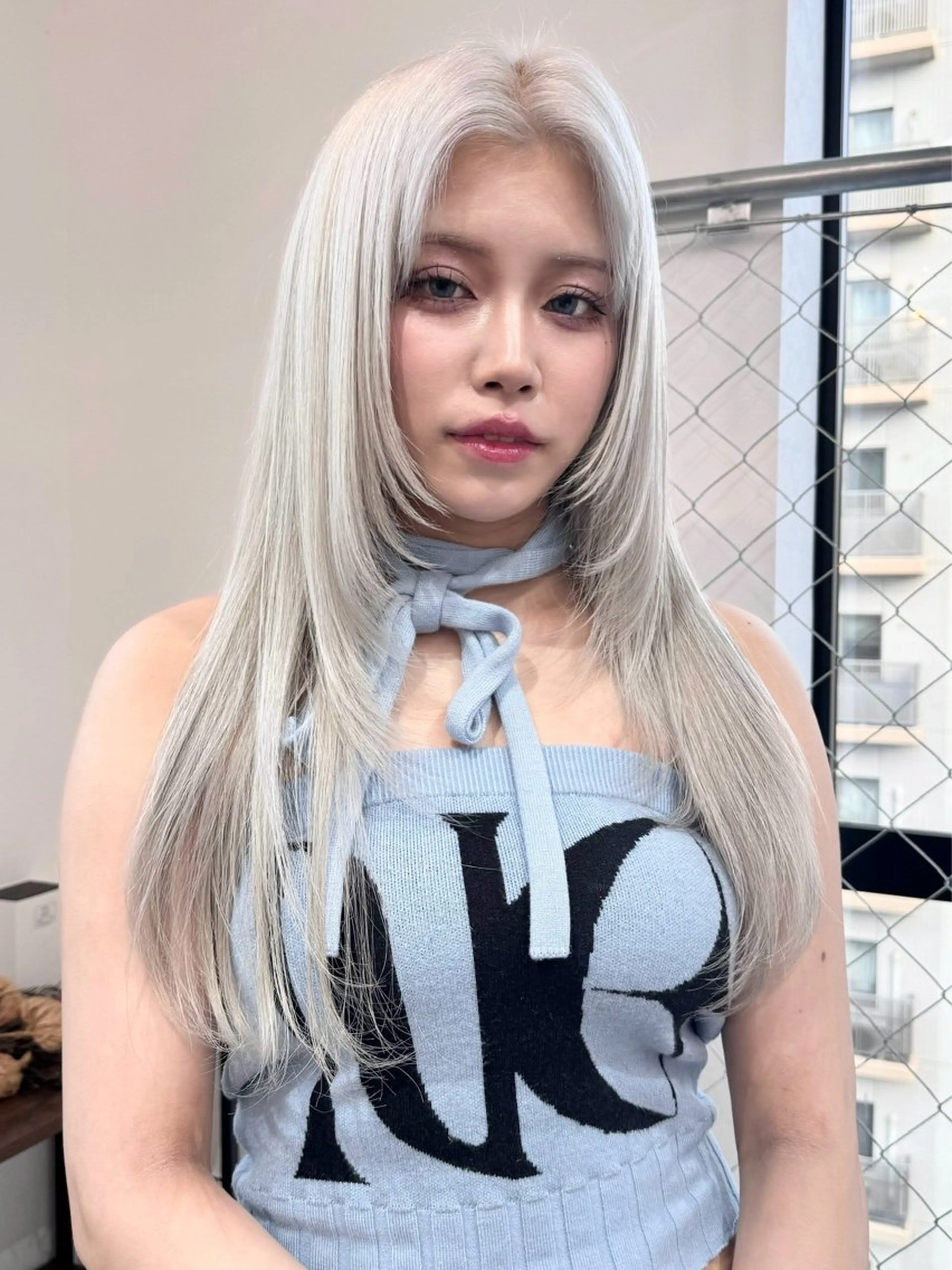 ロング カラー パーマ ヘアアレンジ メンズ キッズ メンズブリーチ ブリーチ シルバー ヘアカラー トリートメント ✨艶ハイトーン/ 💗モモ໒꒱のヘアスタイル