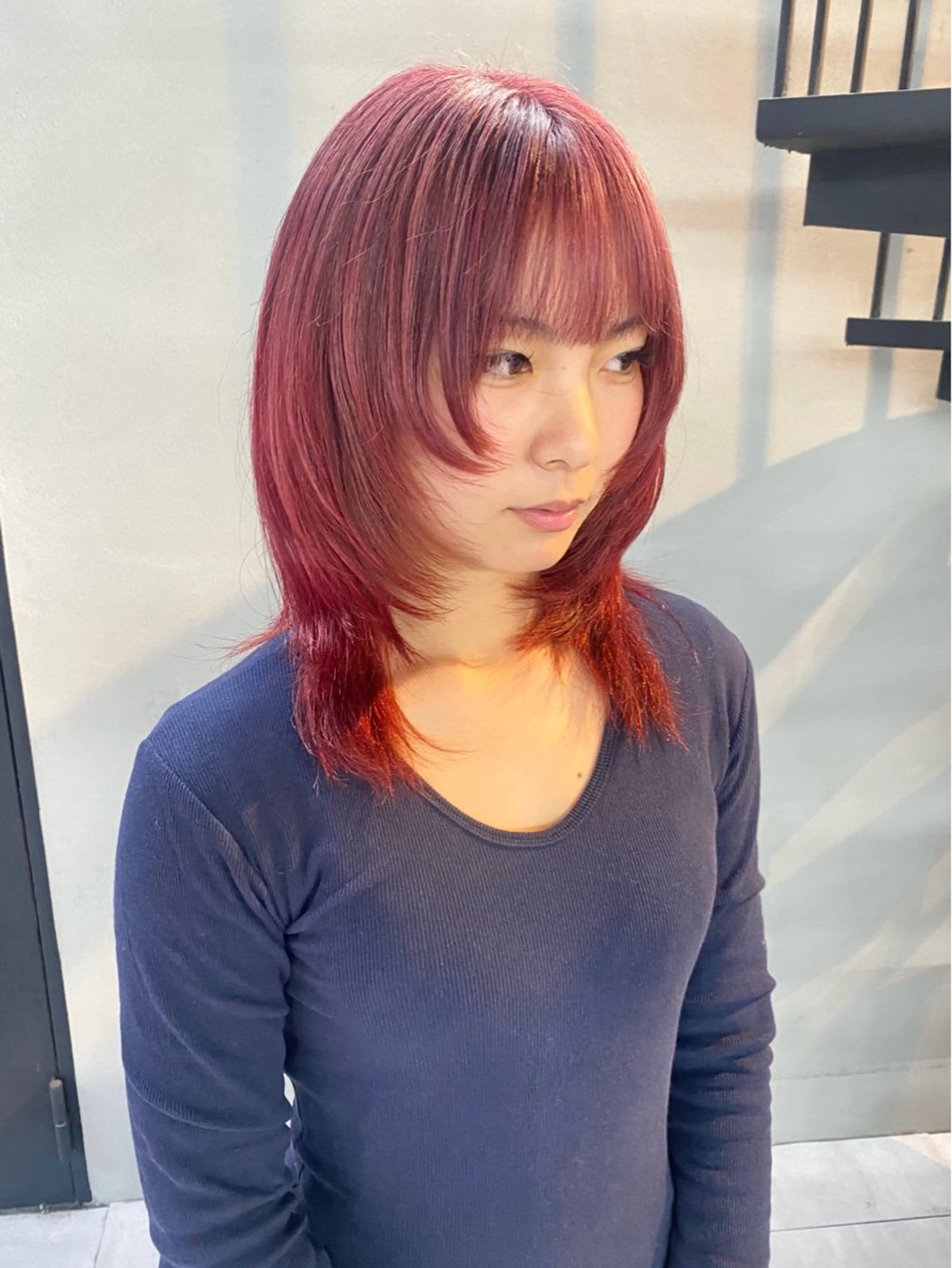 ミディアム ボブ くびれヘア 顔まわりレイヤー 顔周りカット ハッシュカット ヘアカラー トリートメント 柏 デザインカラー/ レイヤー🐣シオリのヘアスタイル