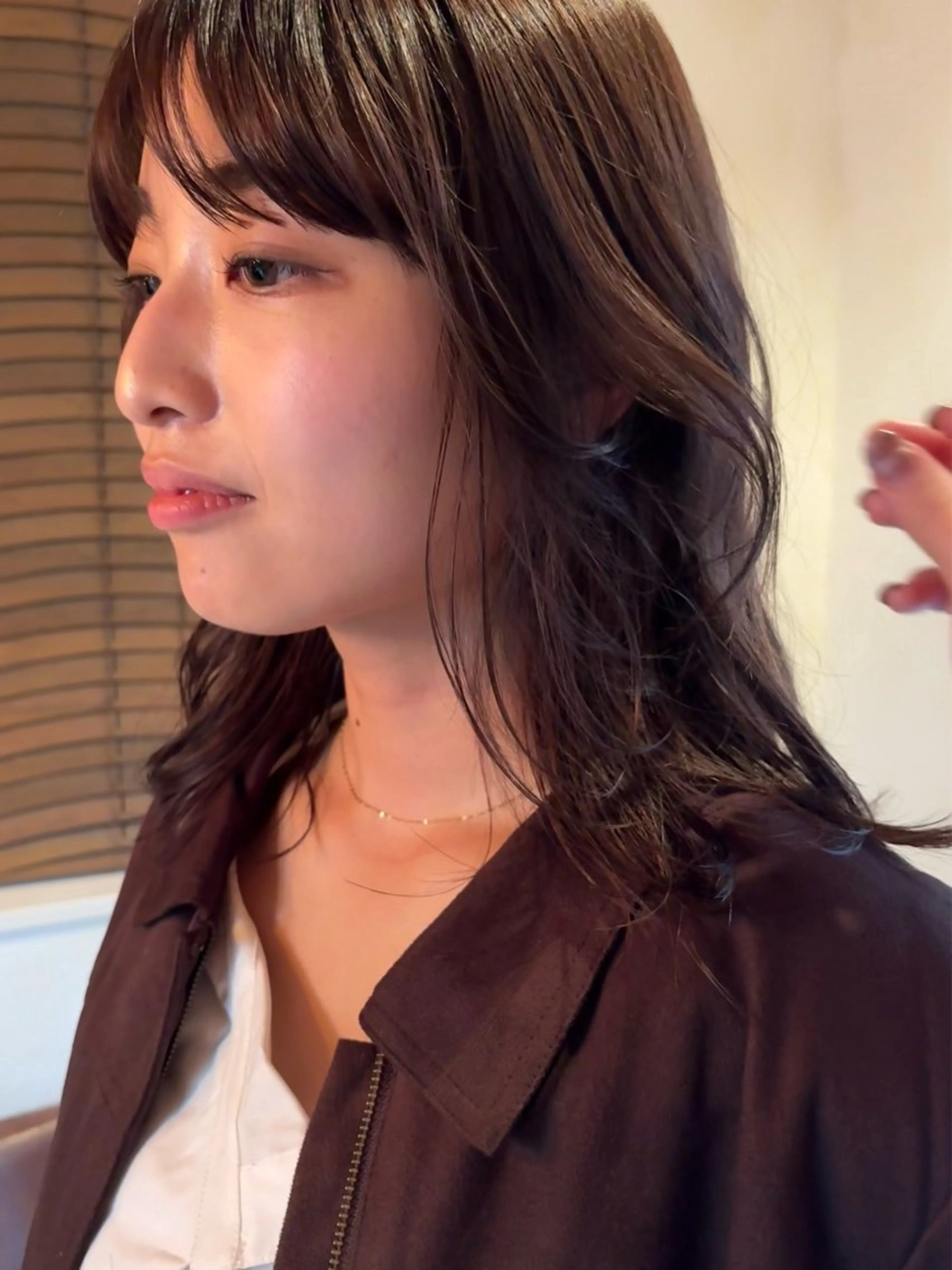 ミディアム カラー パーマ カット ヘアカラー レイヤー/透明感/ ブリーチなし/わかなのヘアスタイル