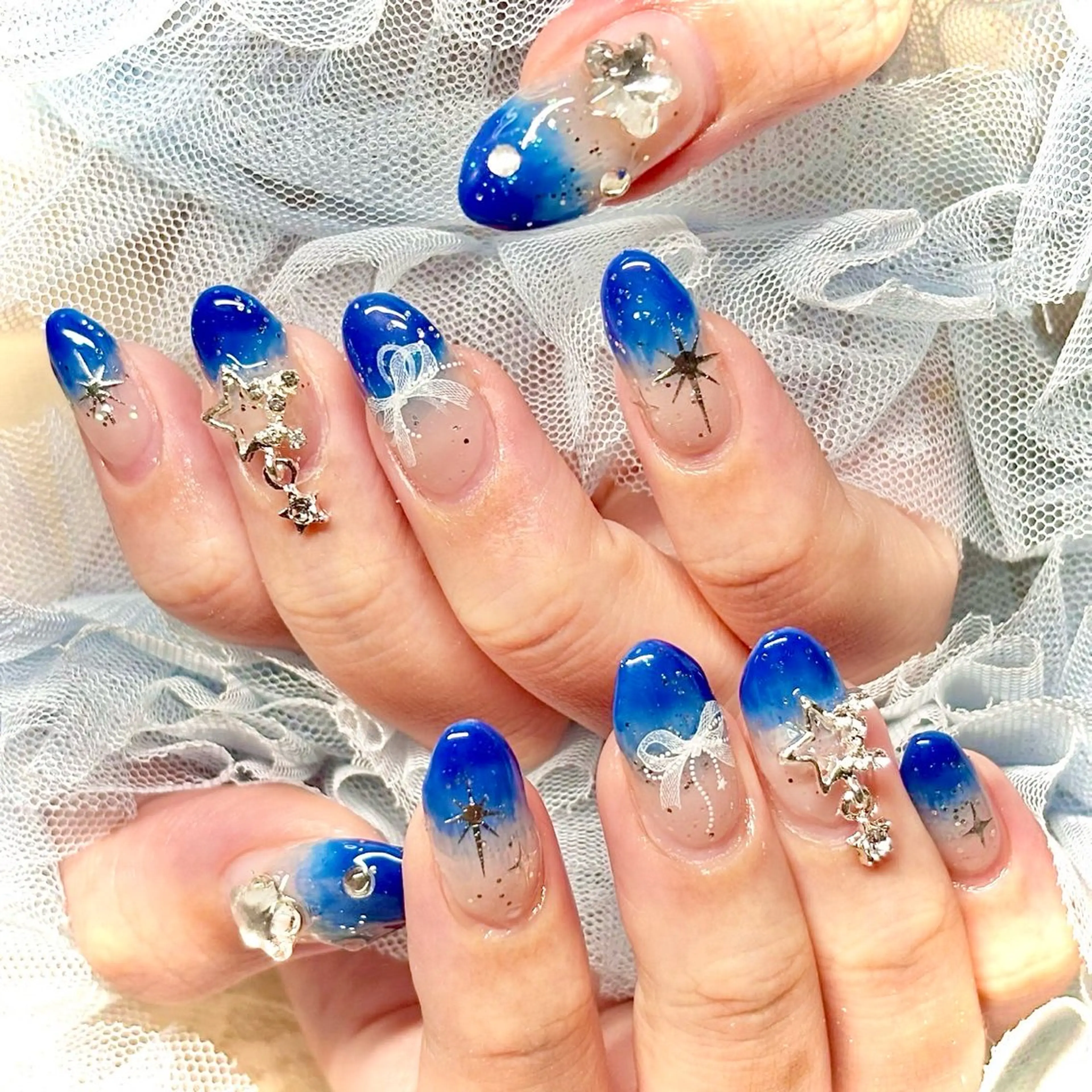 ネイル ブルー 韓国ネイル 夏ネイル ワンホンネイル miminon 自宅ネイルサロンのネイルデザイン