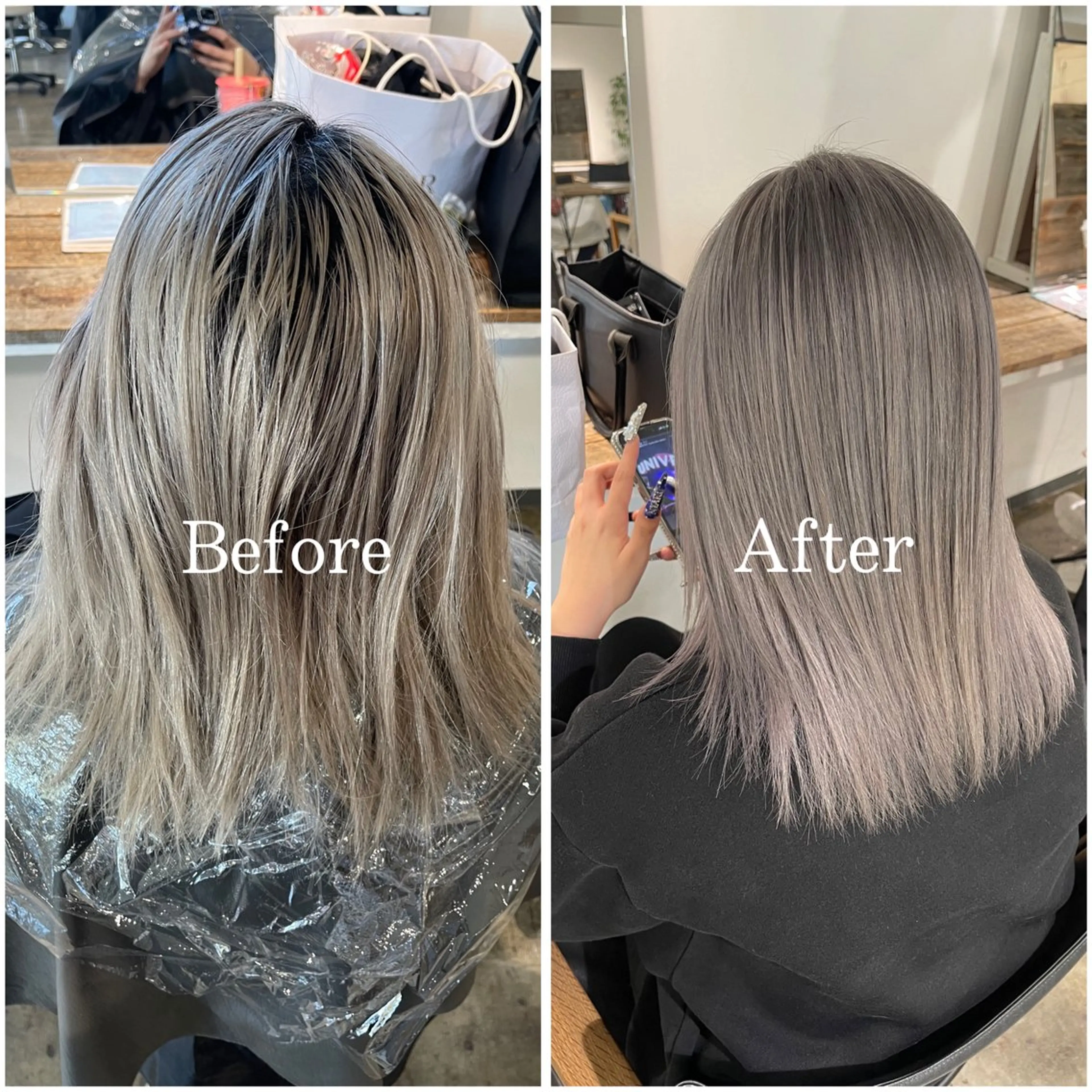 セミロング カラー ブリーチ デザインカラー ハイトーンカラー ムラ修正/ ハイトーン💖Riaのヘアスタイル