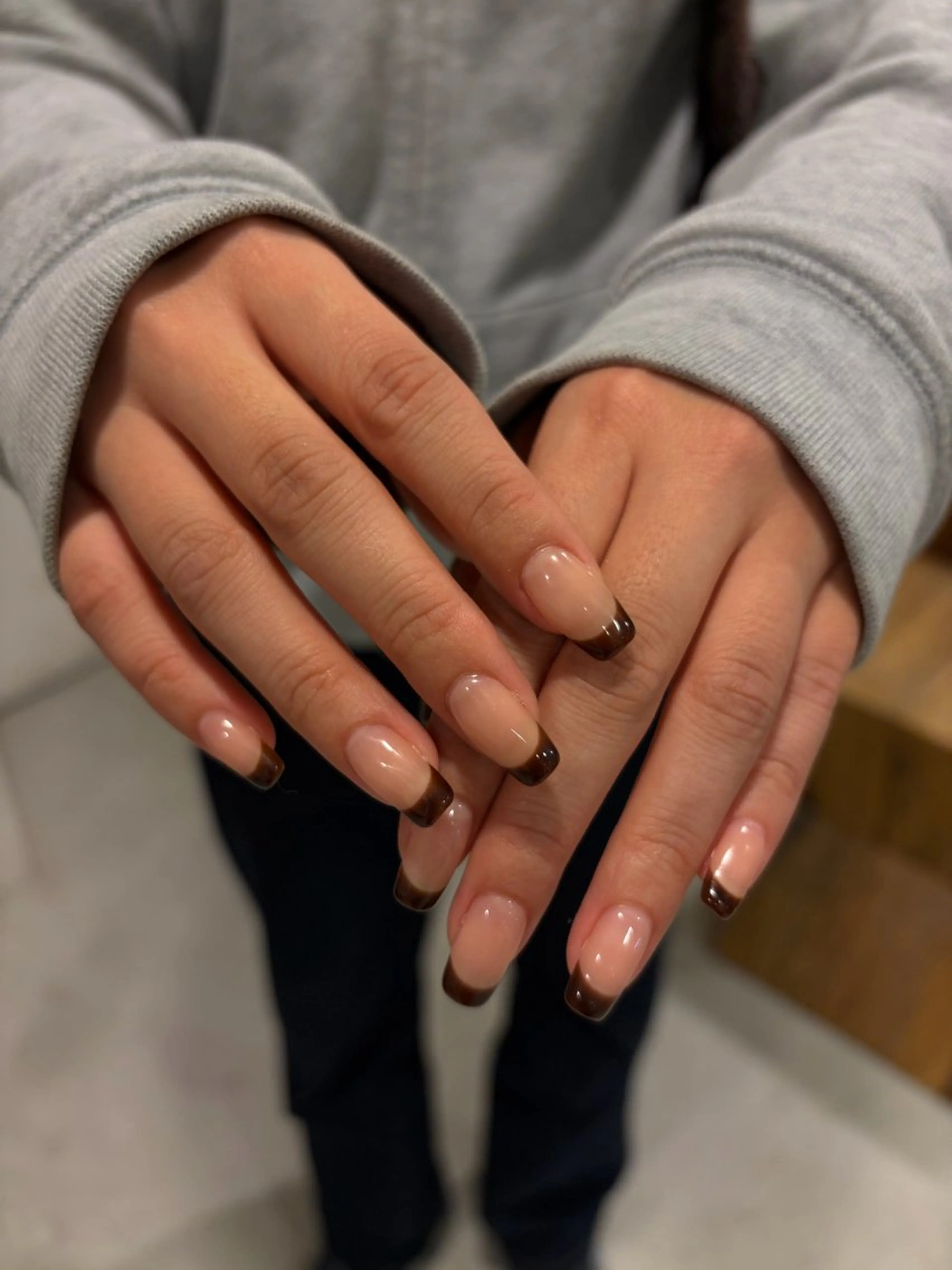 ネイル ブラウン フレンチネイル Hi,nail mahoのネイルデザイン