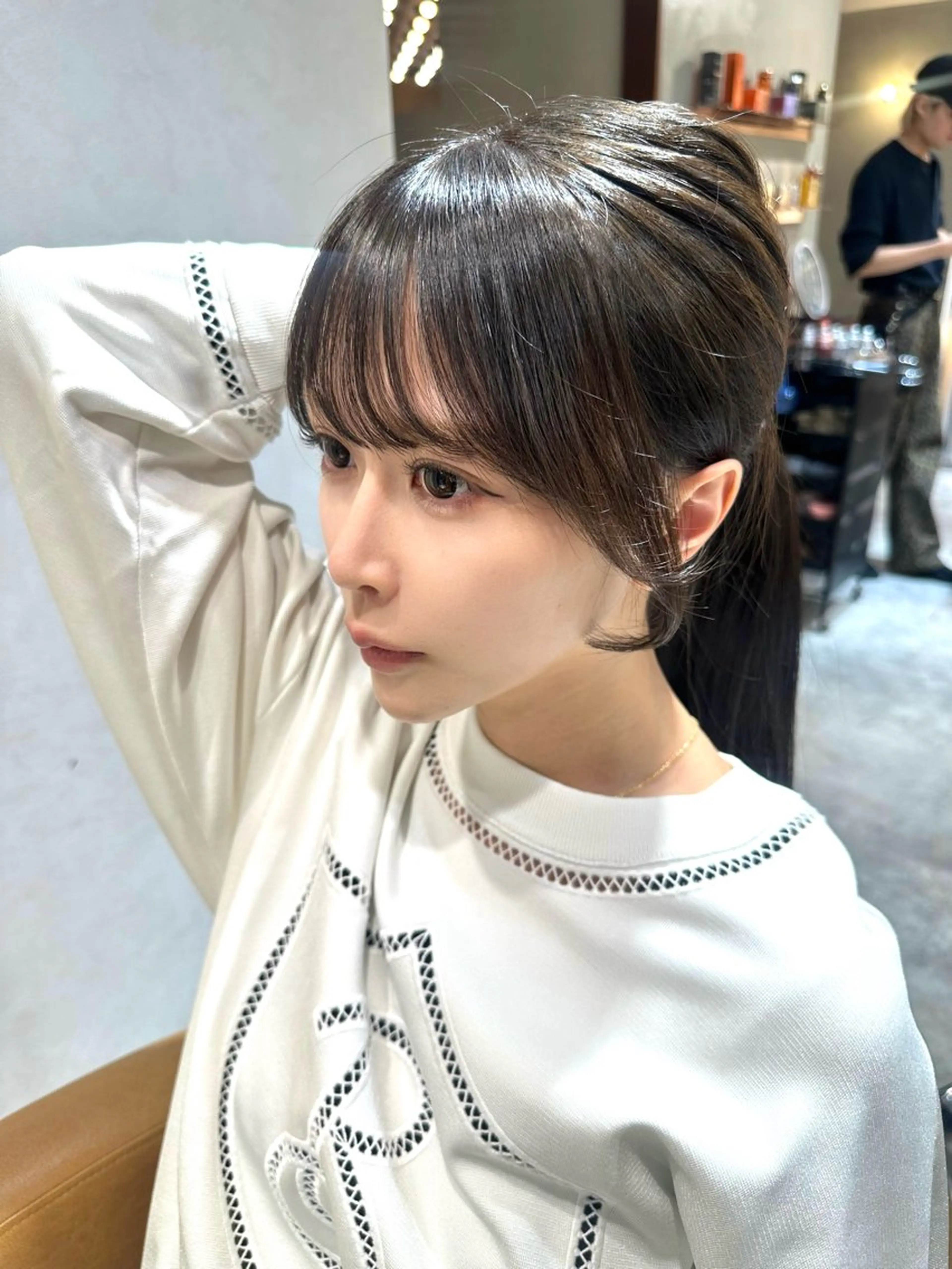 ロング サイドバング 小顔カット カット ヘアカラー トリートメント ヘアセット 銀座副店長/レイヤー /韓国ヘア/髪質改善のヘアスタイル