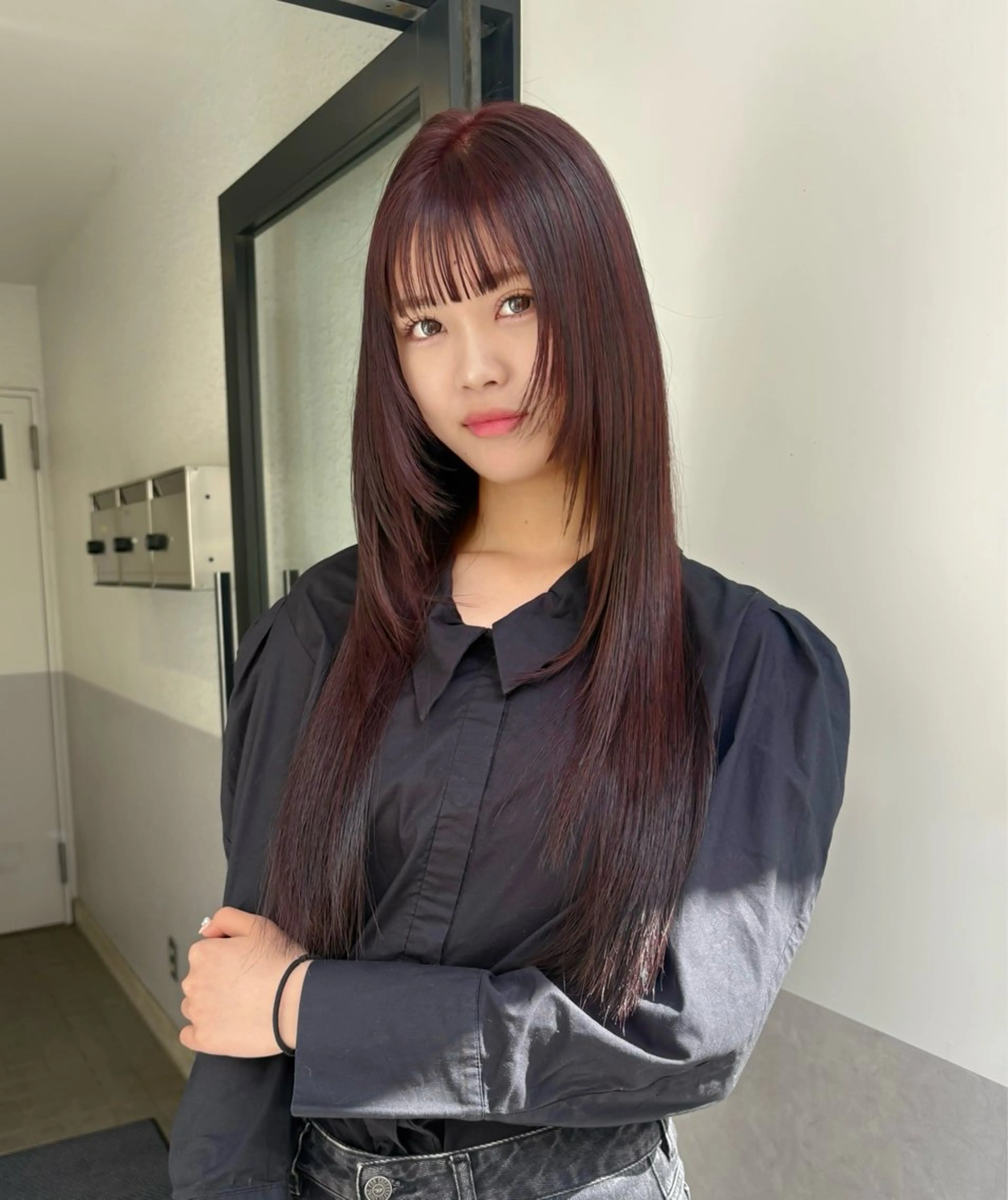 ロング カラー ブリーチ ダブルカラー ブリーチなしカラー レッドカラー ヘアカラー 艶ハイトーン/ 輝保🤍✨のヘアスタイル