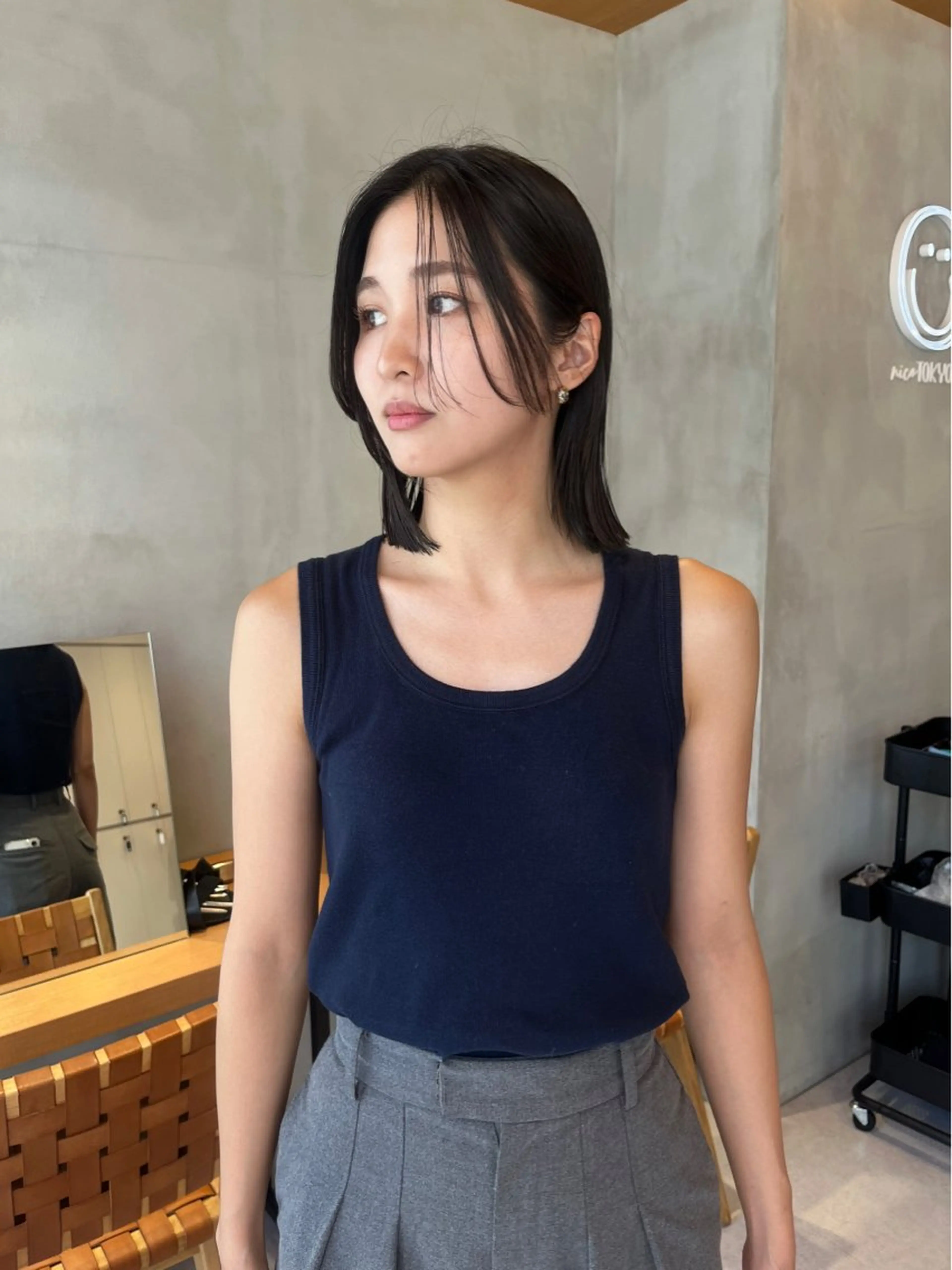 ミディアム カラー カット ヘアカラー トリートメント ボブ&透明感カラー ♡TOMOEのヘアスタイル