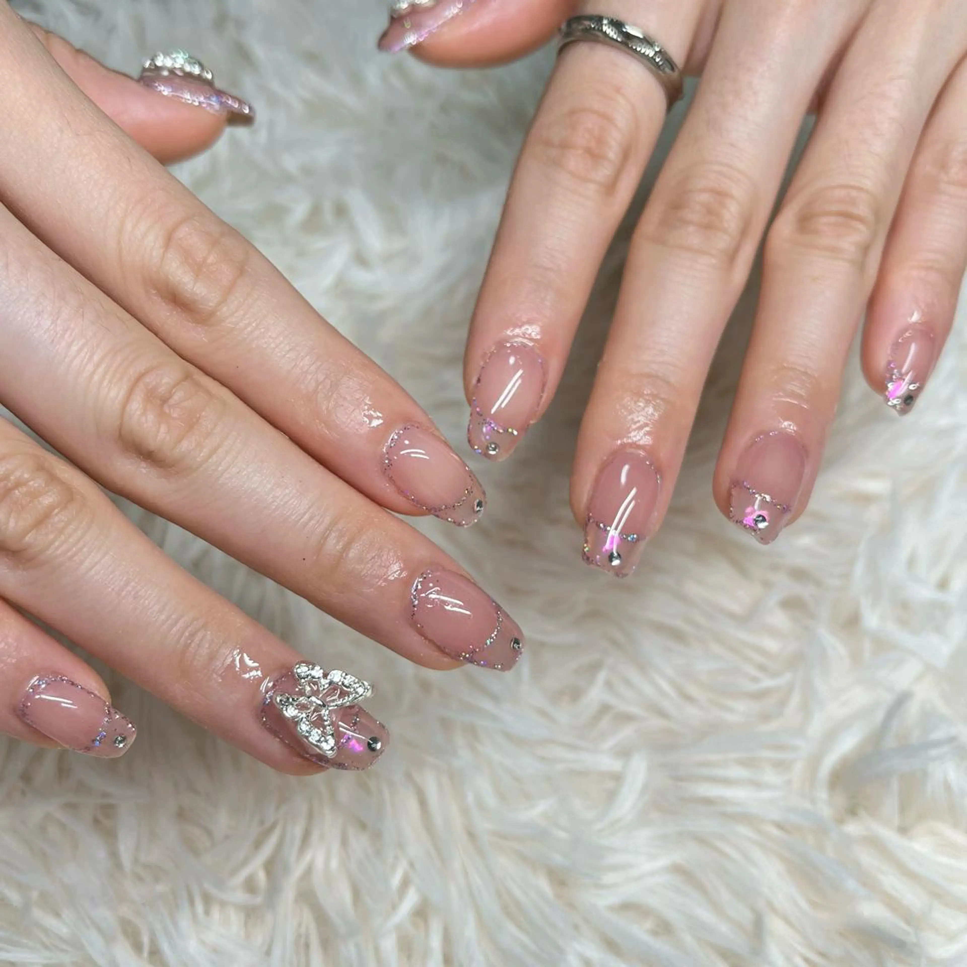 ネイル アートネイル クリアネイル フレンチネイル ジェルネイル ガラスフレンチ 🐕‍🦺Yappy 💗A-tanのネイルデザイン