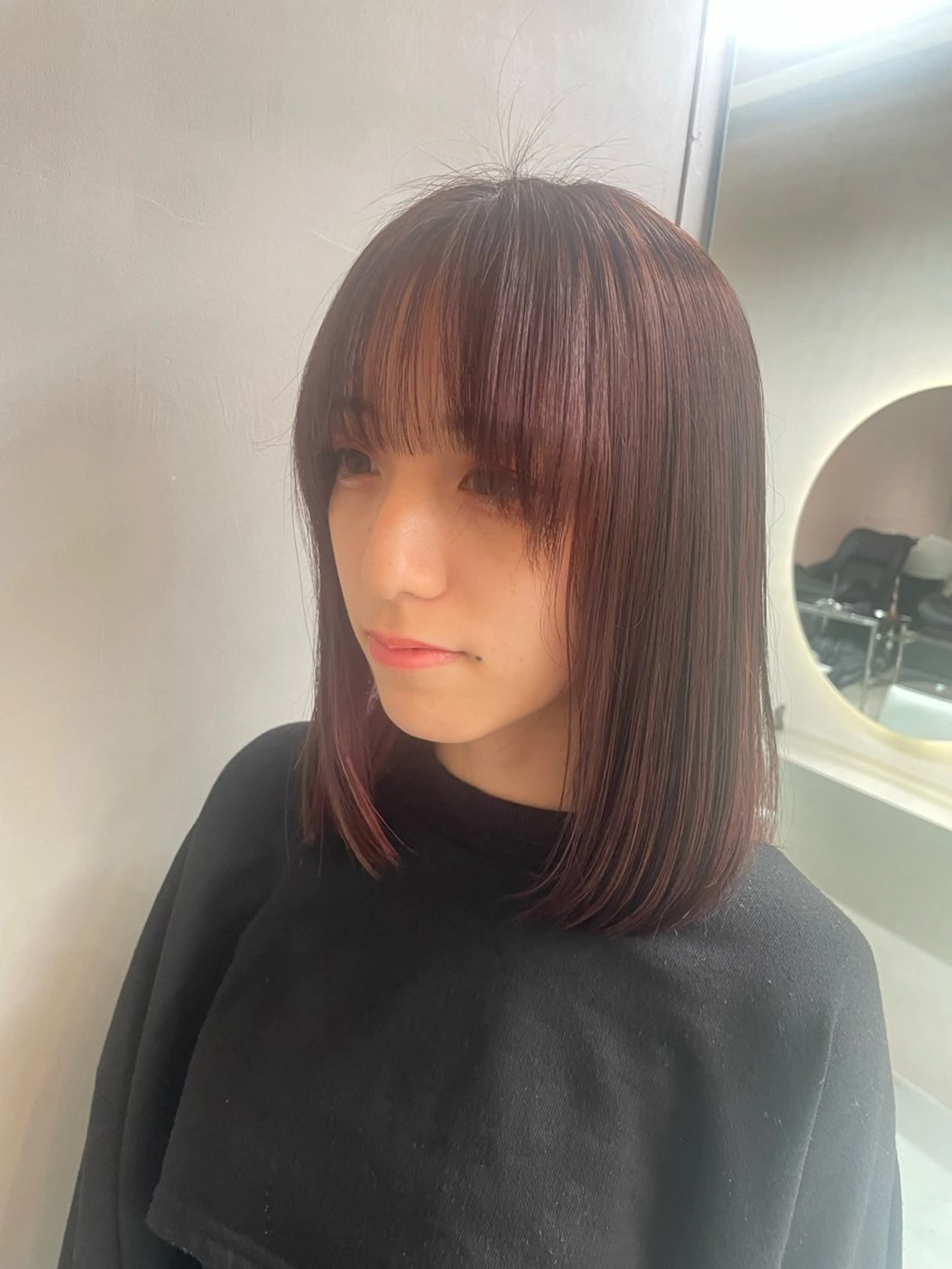 ミディアム カラー ピンクカラー 村田 旭のヘアスタイル