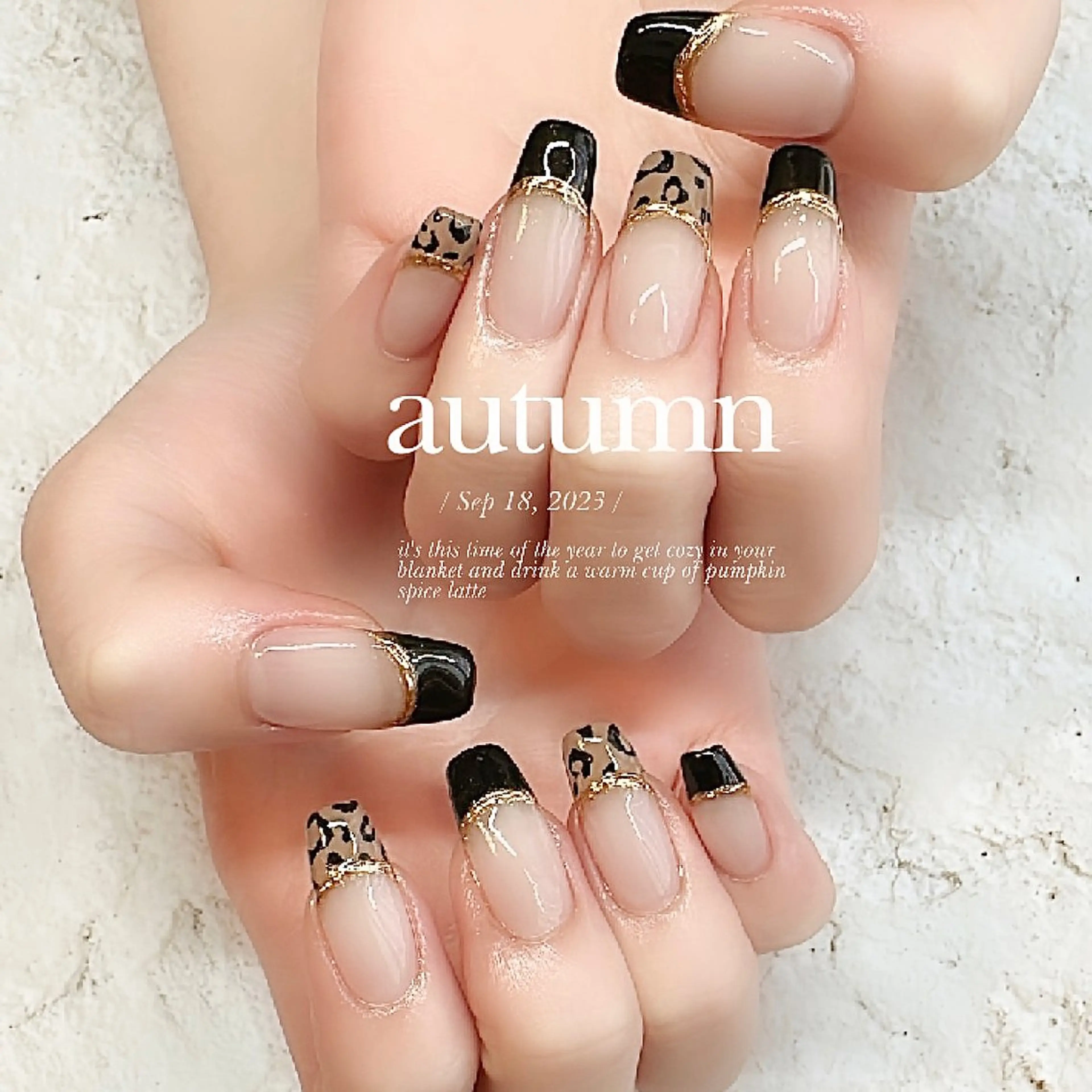 ネイル アニマル柄 フレンチネイル Home salon M nailのネイルデザイン