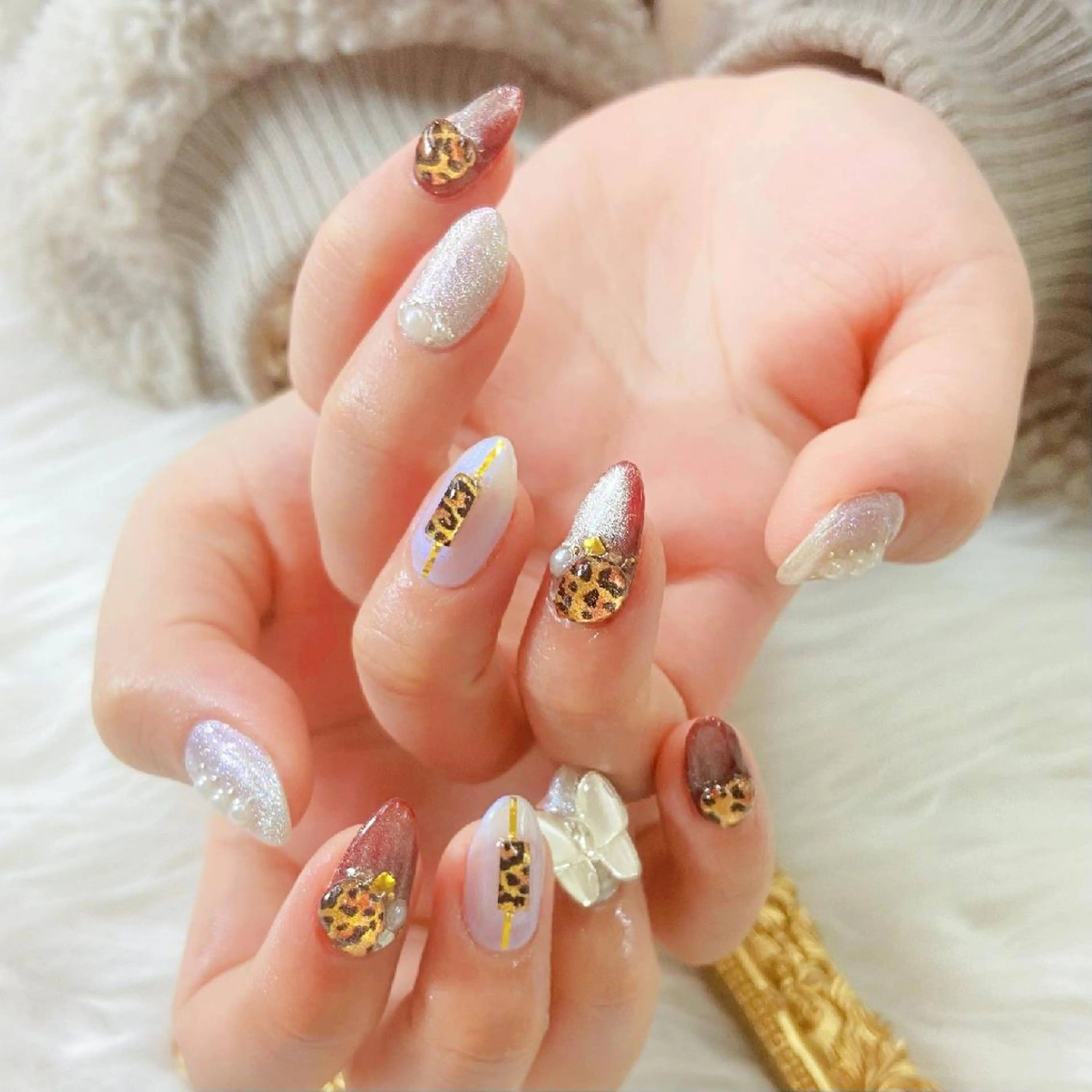 ネイル アートネイル ブルー ハート ロングネイル マグネットネイル NailPrincess所属・princess スカルプ専門店のネイルデザイン