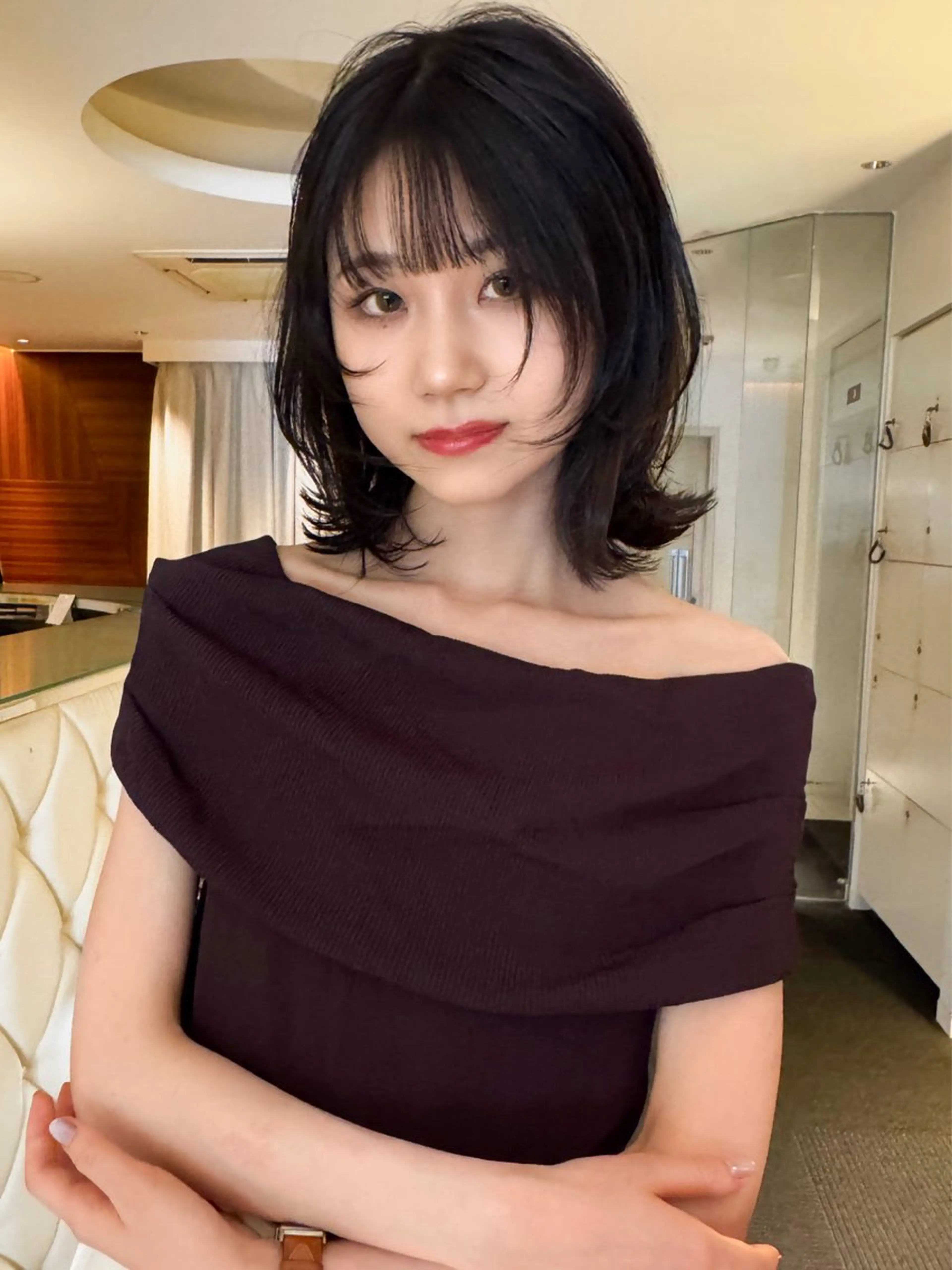 ミディアム ボブレイヤー ミディアムレイヤー ボブ レイヤーカット モデル募集/山田蓮/ レイヤーボブのヘアスタイル